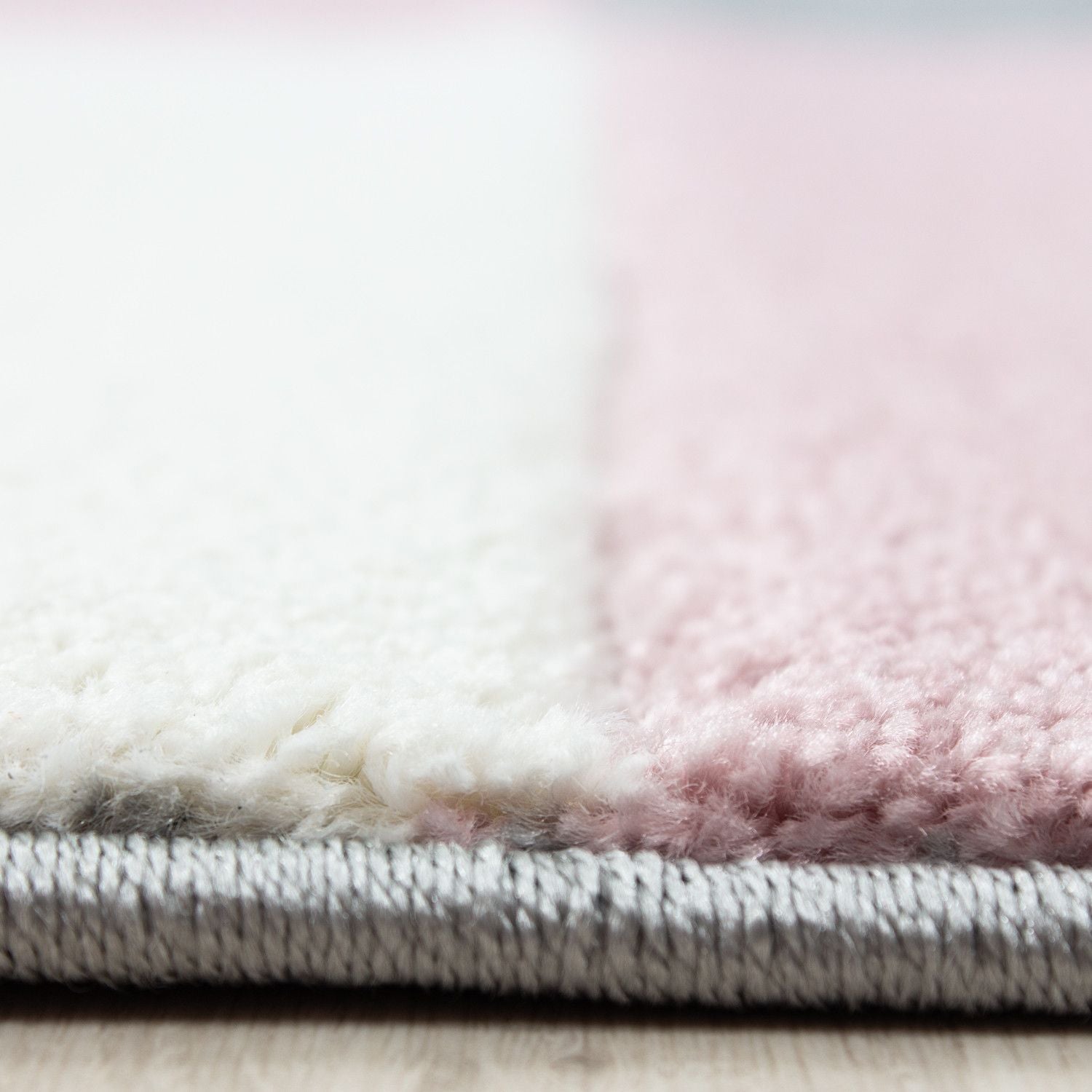 Kurzflorteppiche, Kariert Design, Farbe Pink, Teppich für Wohnzimmer, Rücken aus Jute