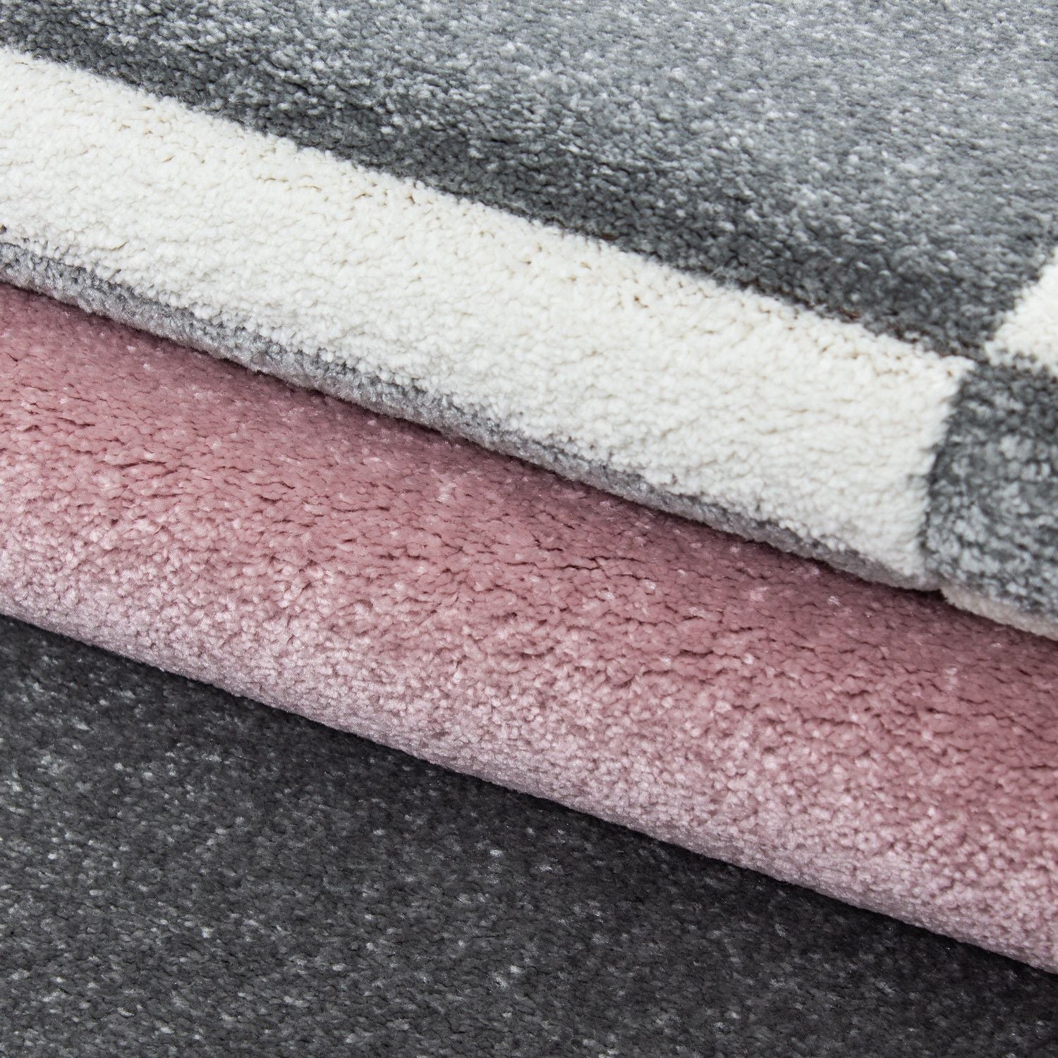 Kurzflorteppiche, Kariert Design, Farbe Pink, Teppich für Wohnzimmer, Rücken aus Jute