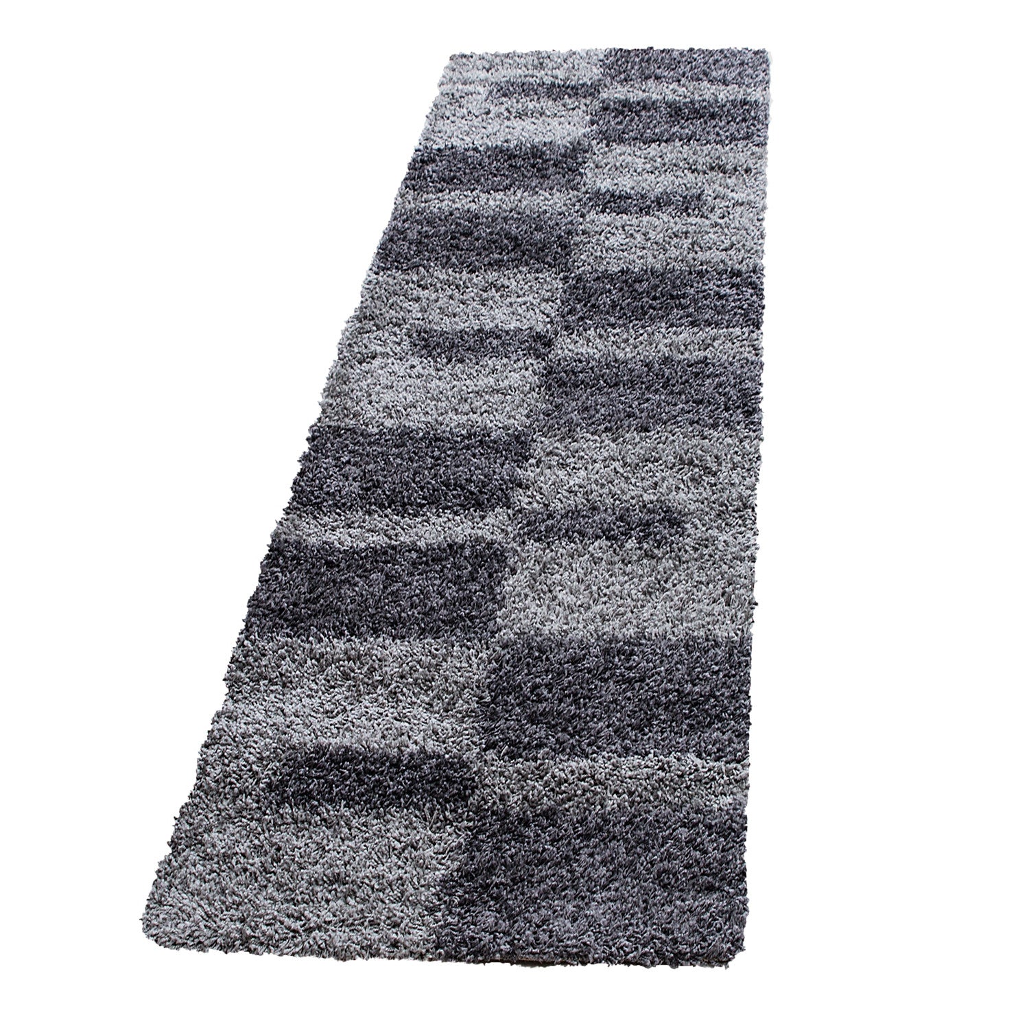 Hochflorteppiche, Kariert Design, Farbe Grau, Teppich für Wohnzimmer, Rücken aus Jute