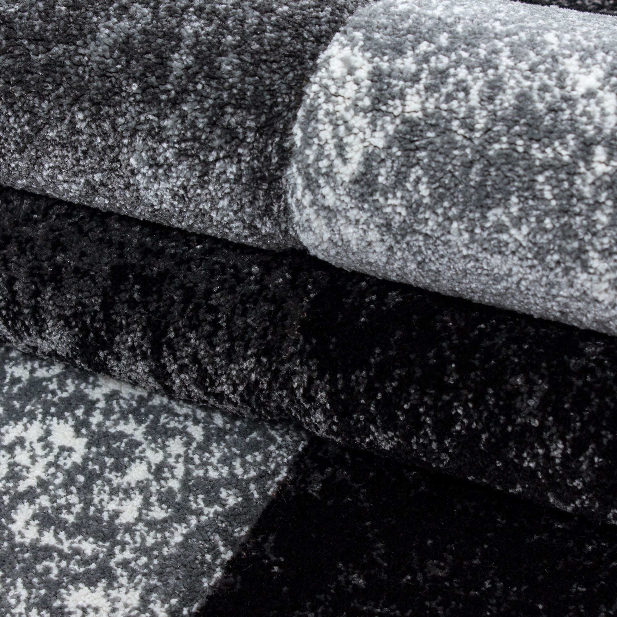 Kurzflorteppiche, Kariert Design, Farbe Schwarz, Teppich für Wohnzimmer, Rücken aus Jute