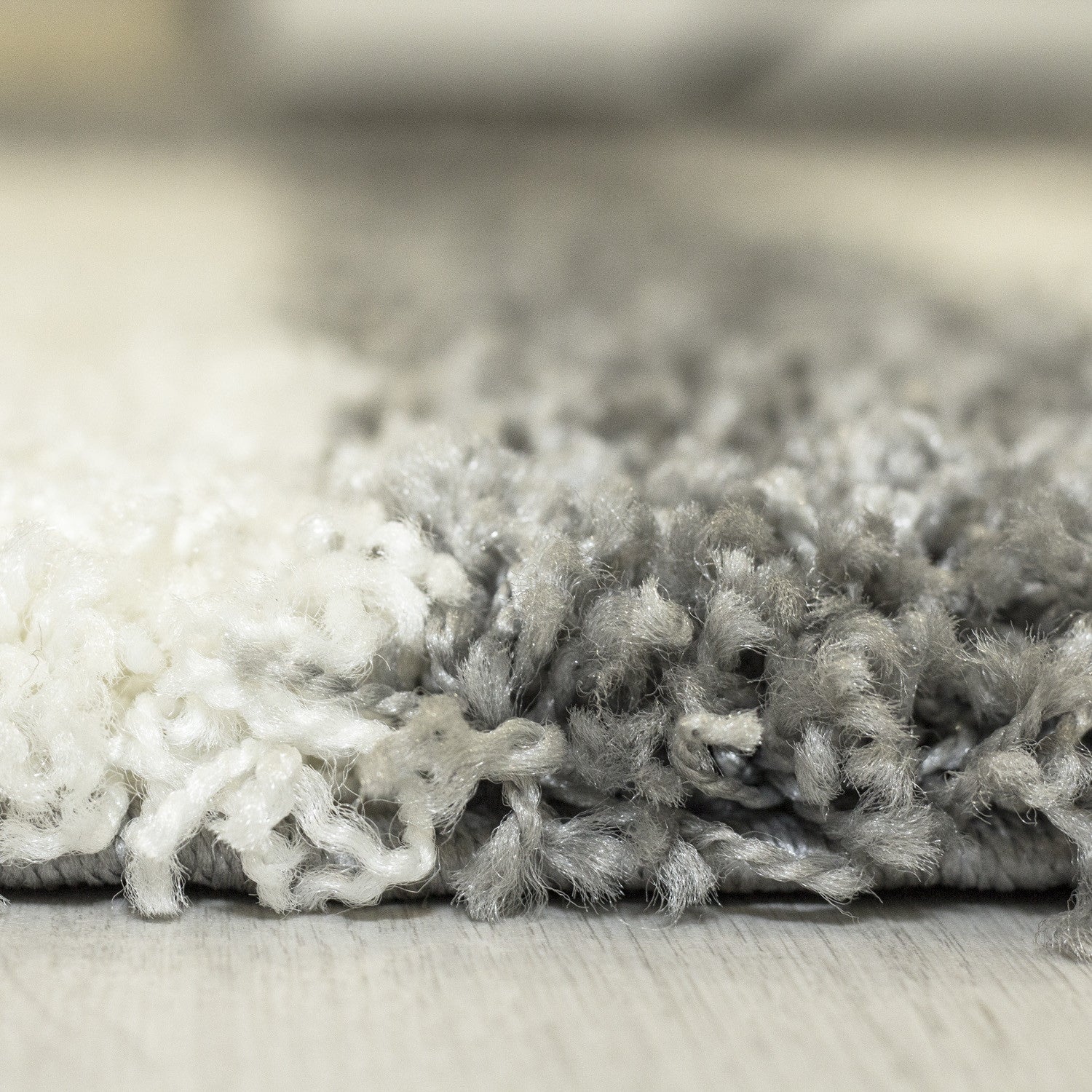 Hochflorteppiche, Kariert Design, Farbe Hellgrau, Teppich für Wohnzimmer, Rücken aus Jute