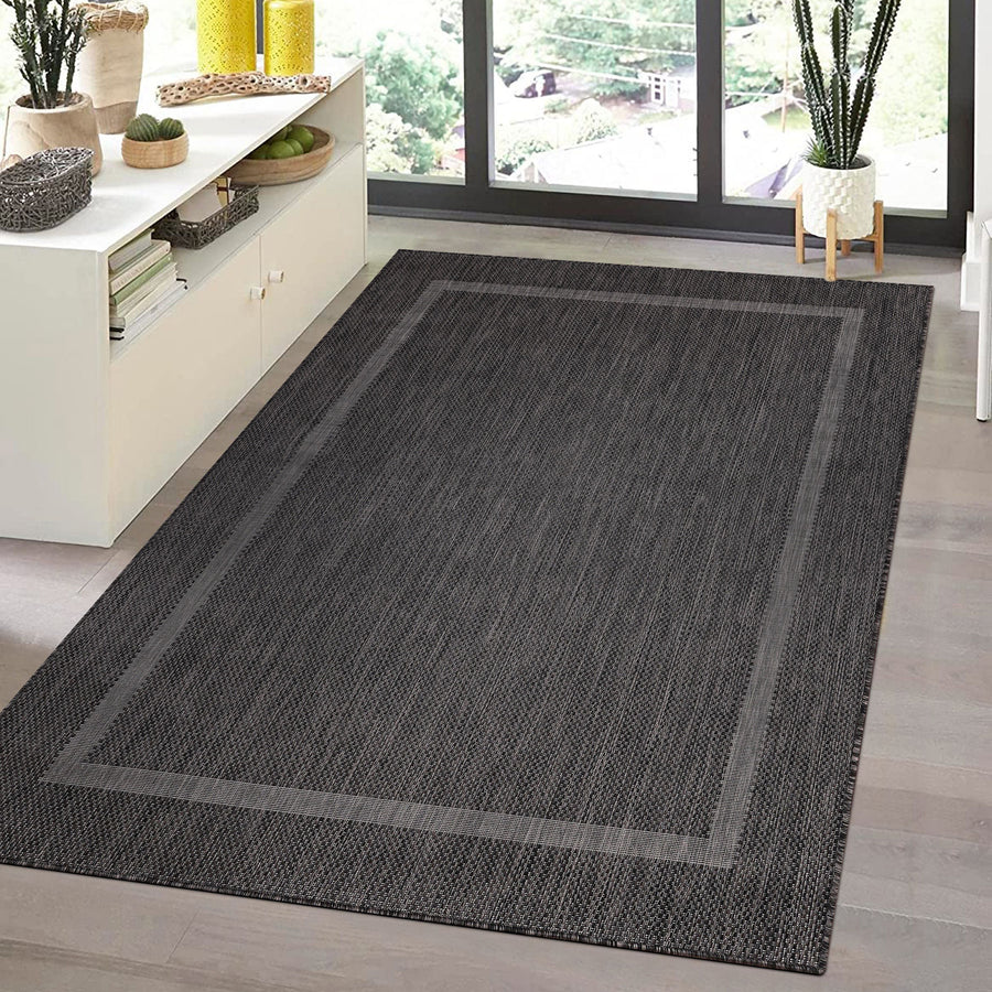 Outdoorteppiche, Unicolor - Einfarbig, Farbe Schwarz, Teppich für Terasse-Balkon-Küche, Rücken aus Polypropylen