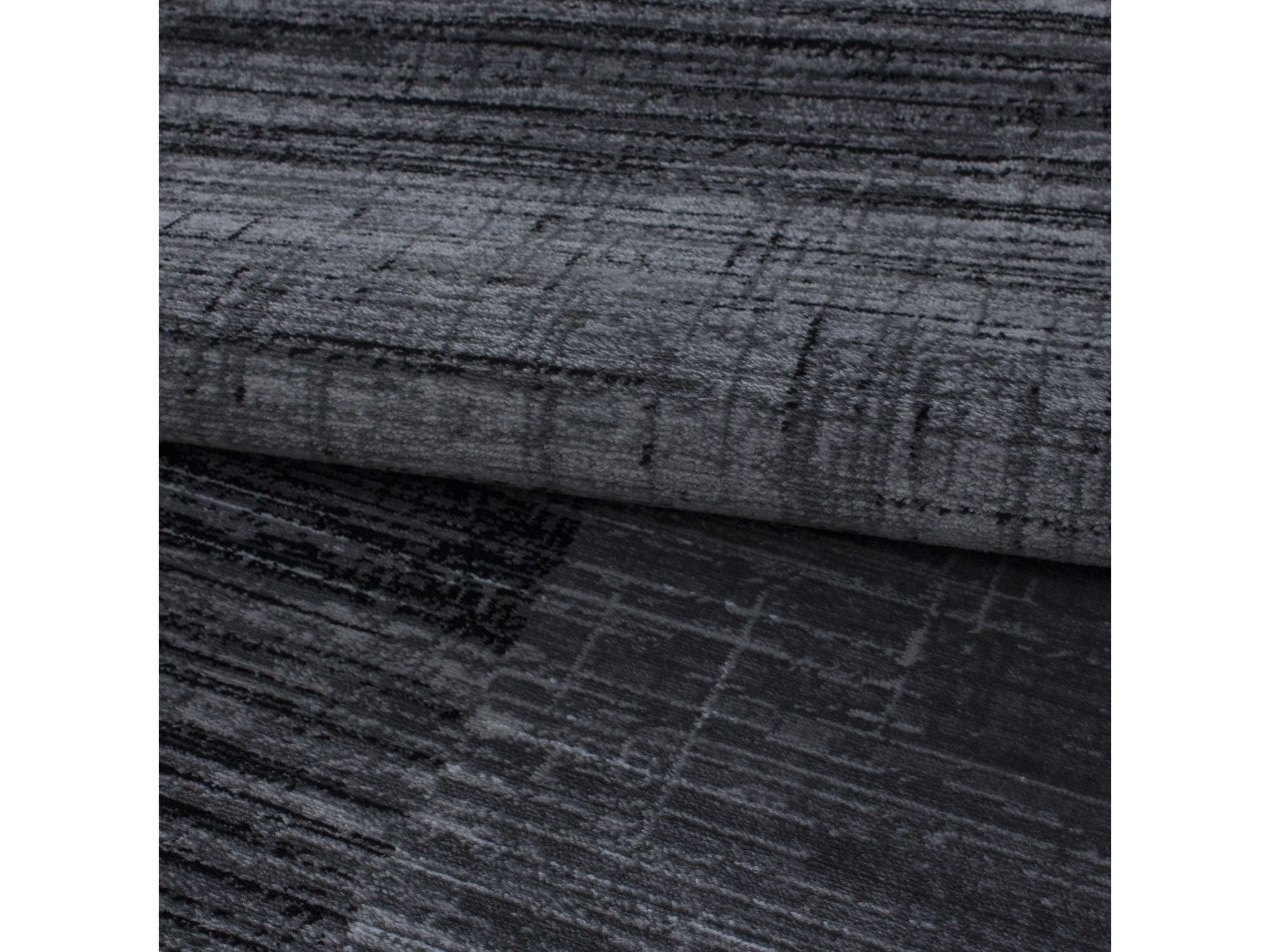 Designer Teppich Modern Kariert Muster Kurzflor Meliert Schwarz Grau Weiss