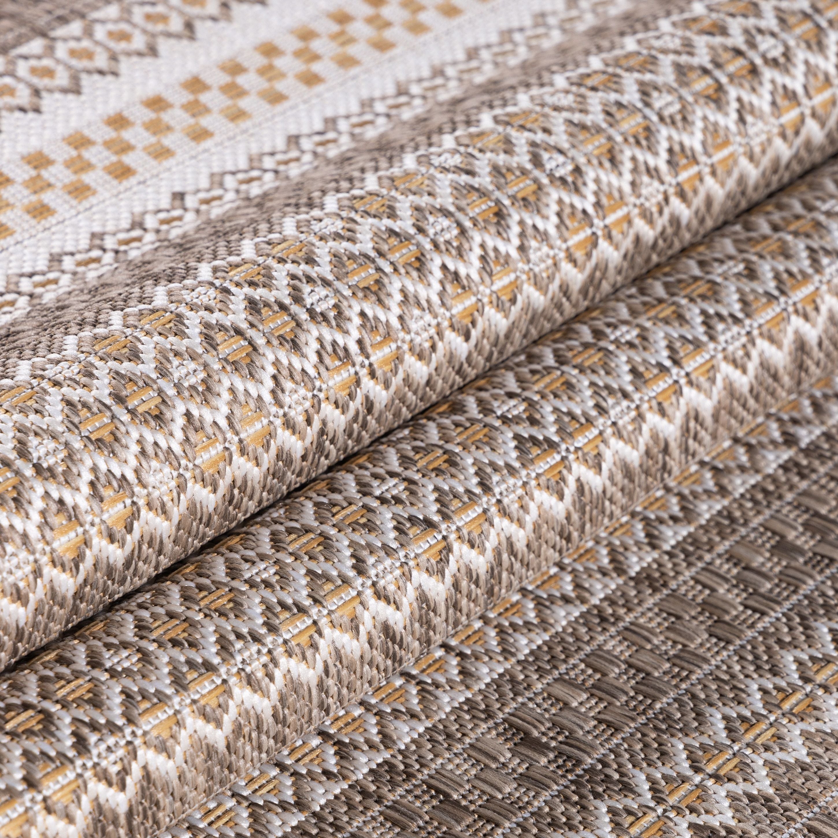 Outdoorteppiche, Vintage Design, Farbe Beige, Teppich für Terasse-Balkon-Küche, Rücken aus Polypropylen