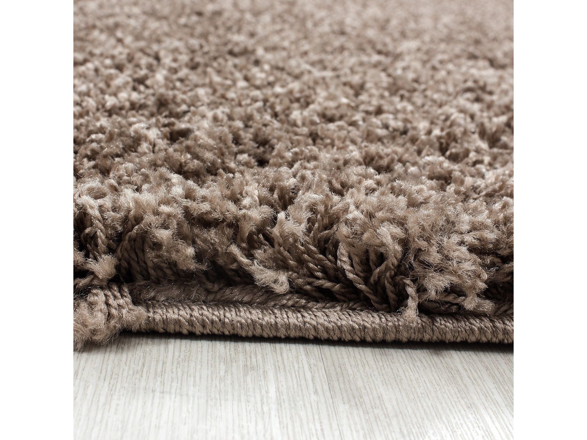 Hochflor Langflor Wohnzimmer DREAM Shaggy Teppich Unifarbe Florhöhe 5cm Mocca