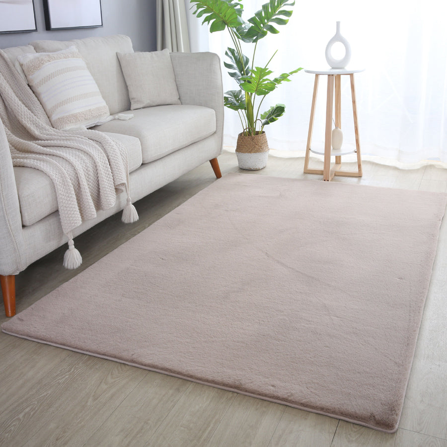 Pouffy Hochflorteppiche Beige – Unicolor