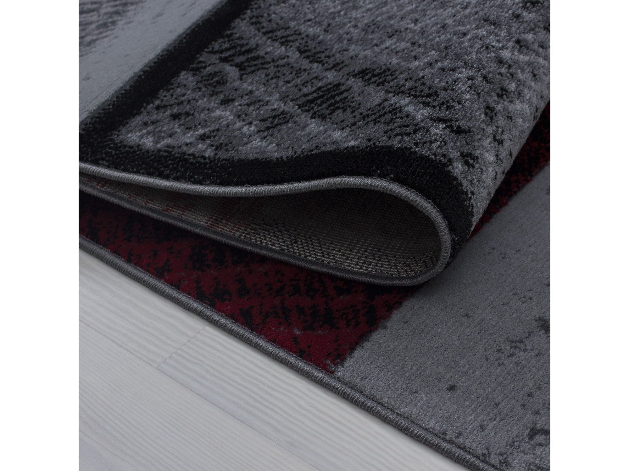 Moderner Designer Wohnzimmer Jugendzimmer Teppich Plus 8003 kariert Rot