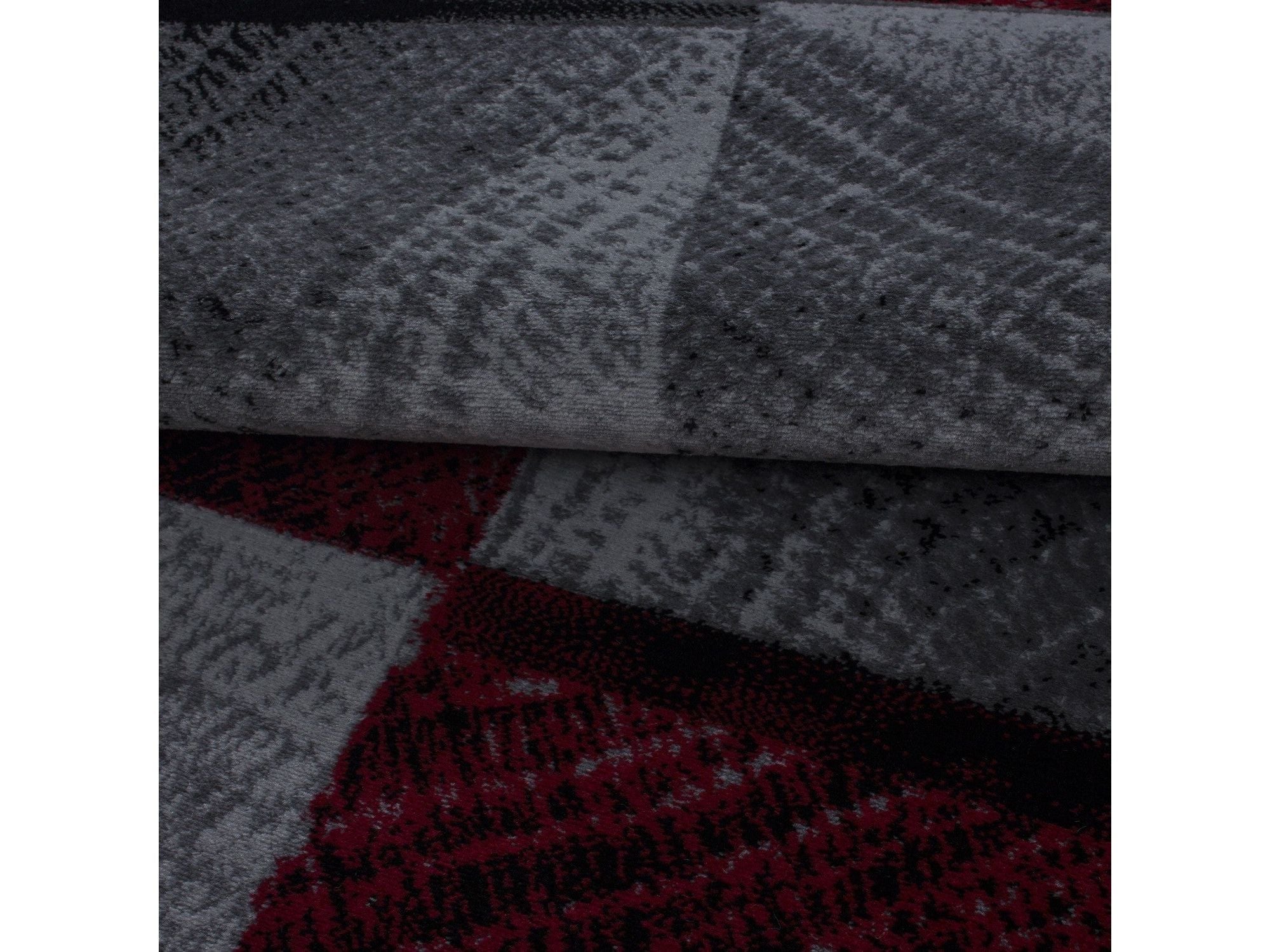 Moderner Designer Wohnzimmer Jugendzimmer Teppich Plus 8003 kariert Rot