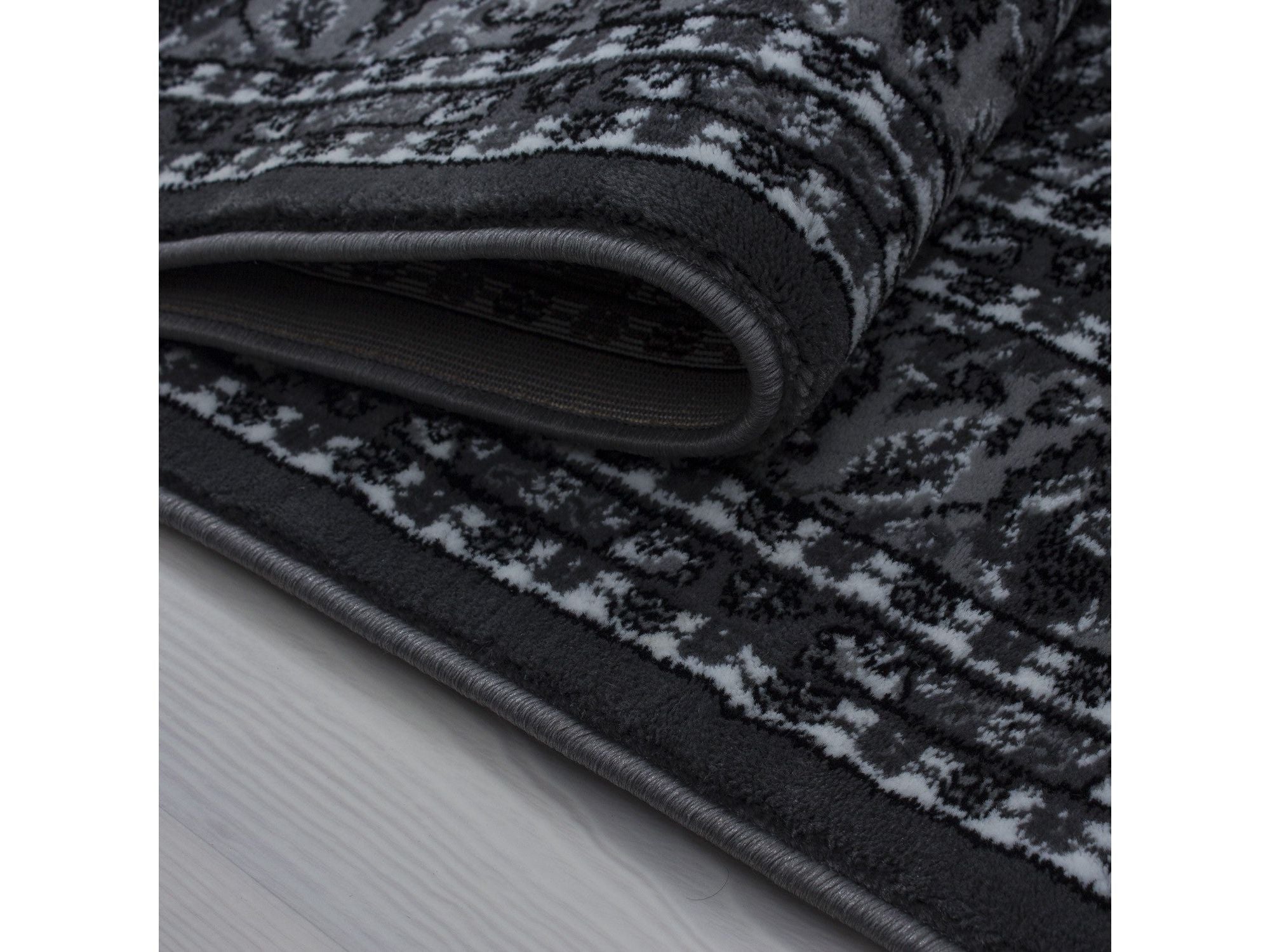 Orientteppich Klassischer Orientalisch Traditional Webteppich Grau Schwarz Weiss