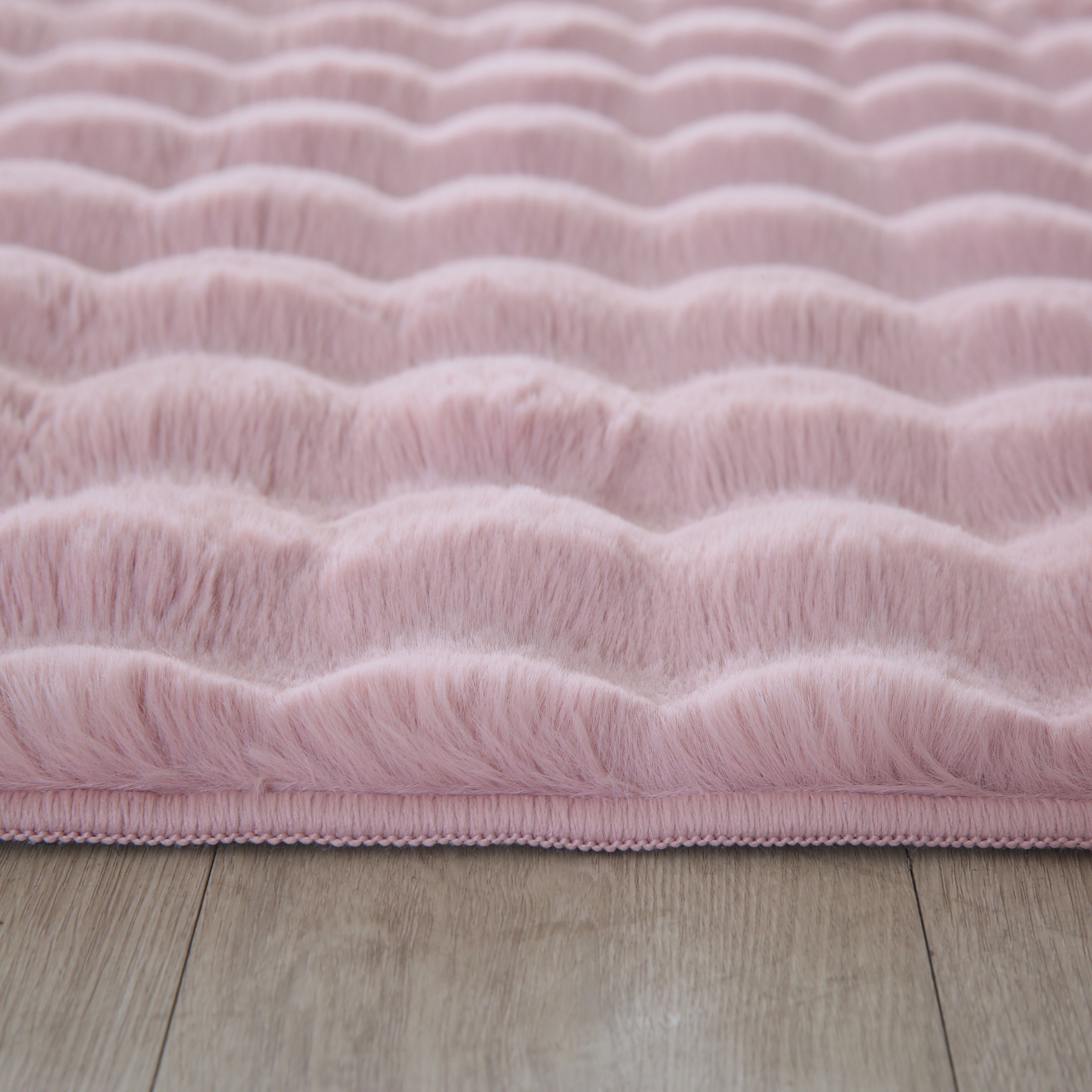 Hochflorteppiche, Unicolor - Einfarbig, Farbe Rosa, Teppich für Wohnzimmer, Rücken aus Baumwolle