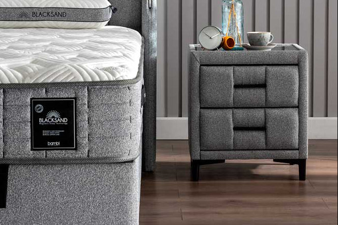 Bambi Blacksand Nightstand with Glass Top