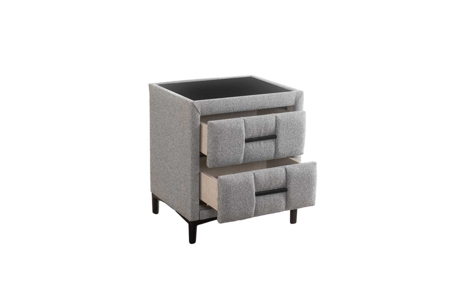 Bambi Blacksand Nachttisch mit Glasplatte