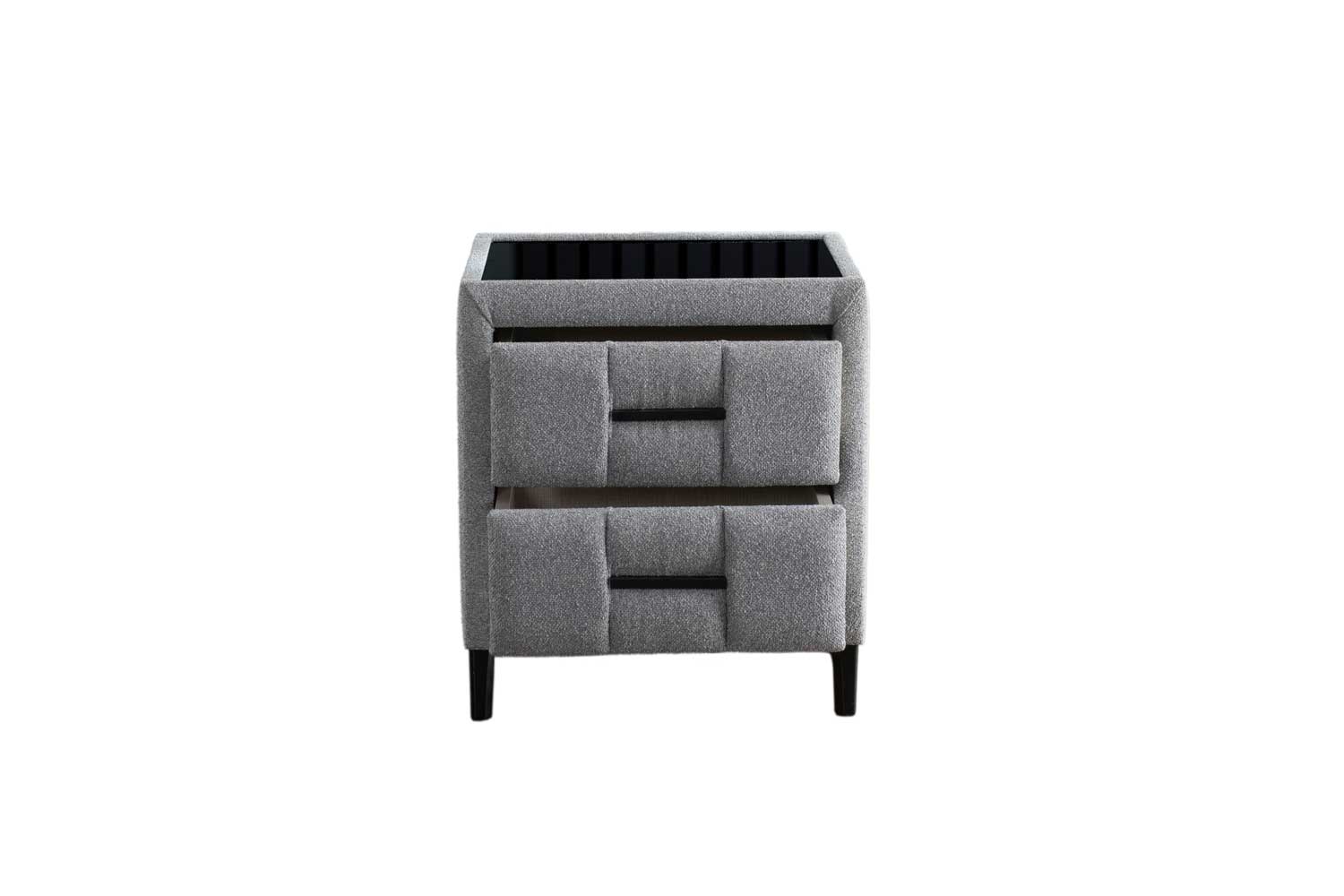 Bambi Blacksand Nachttisch mit Glasplatte