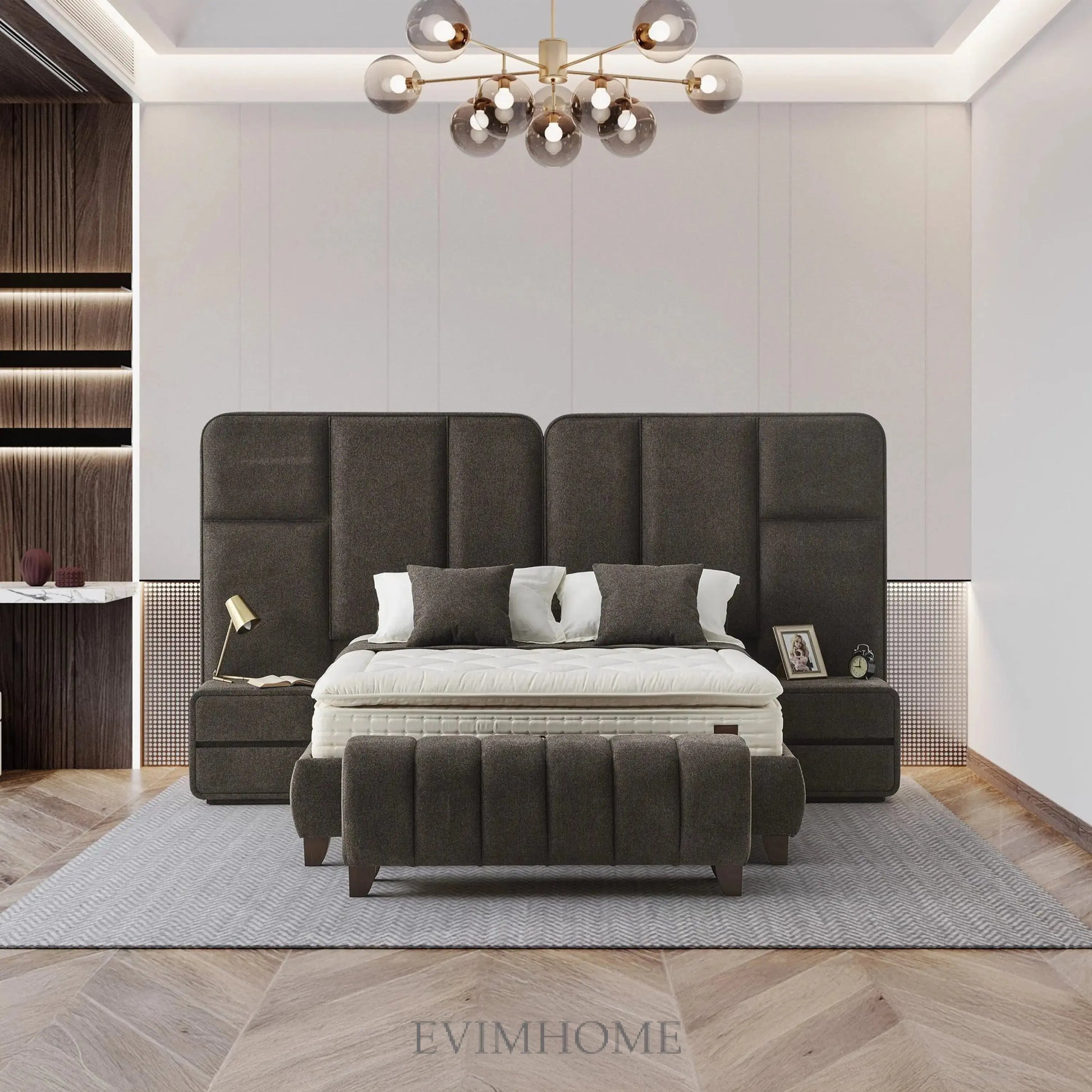 Brown Dublin Boxspringbett Set: 5-Zonen-Taschenfederkern, Mikro-Federkern & Doppelkern-Technologie für Optimalen Schlafkomfort – Kühlend, Ergonomisch & Wirbelsäulenunterstützend Schlafsinn