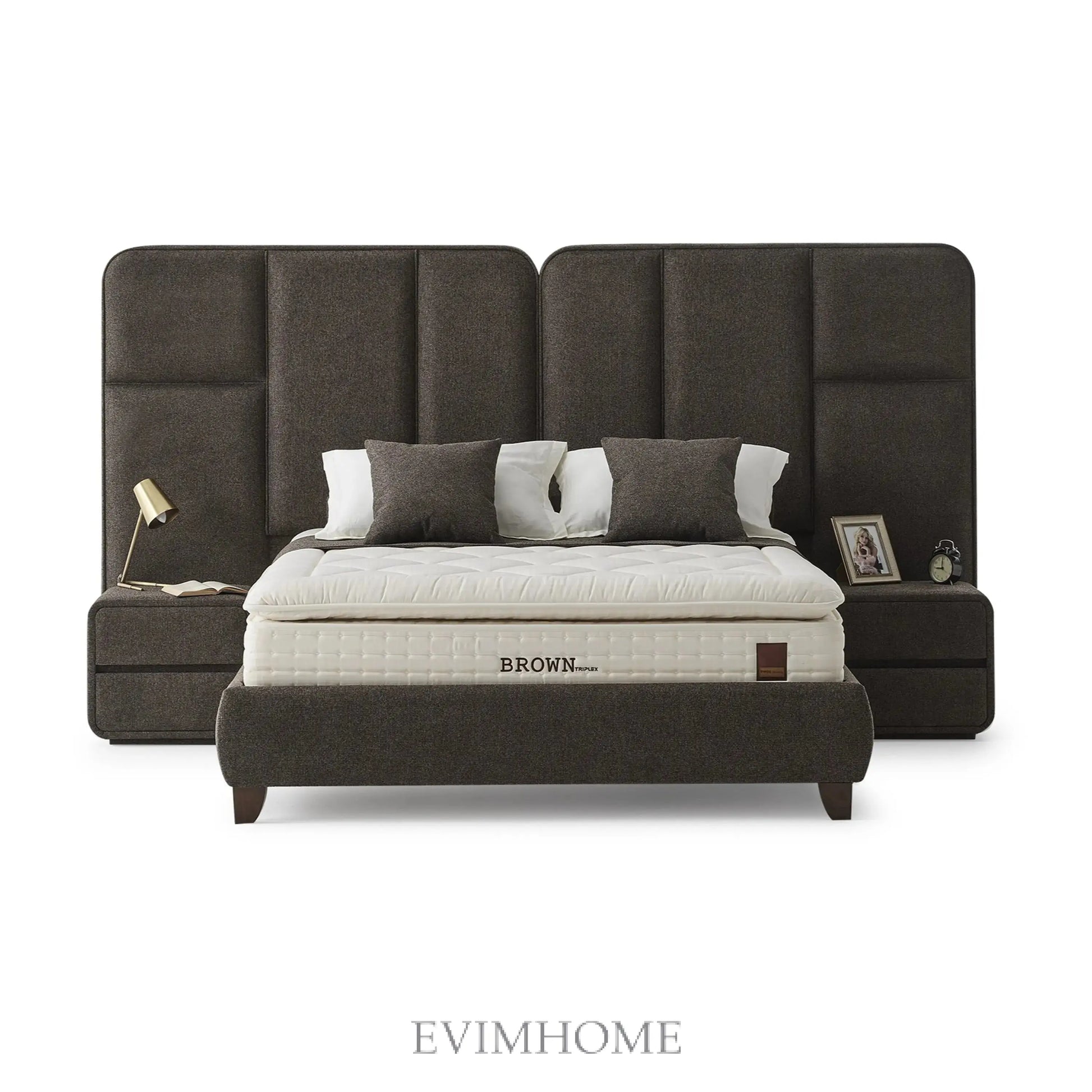 Brown Dublin Boxspringbett Set: 5-Zonen-Taschenfederkern, Mikro-Federkern & Doppelkern-Technologie für Optimalen Schlafkomfort – Kühlend, Ergonomisch & Wirbelsäulenunterstützend Schlafsinn