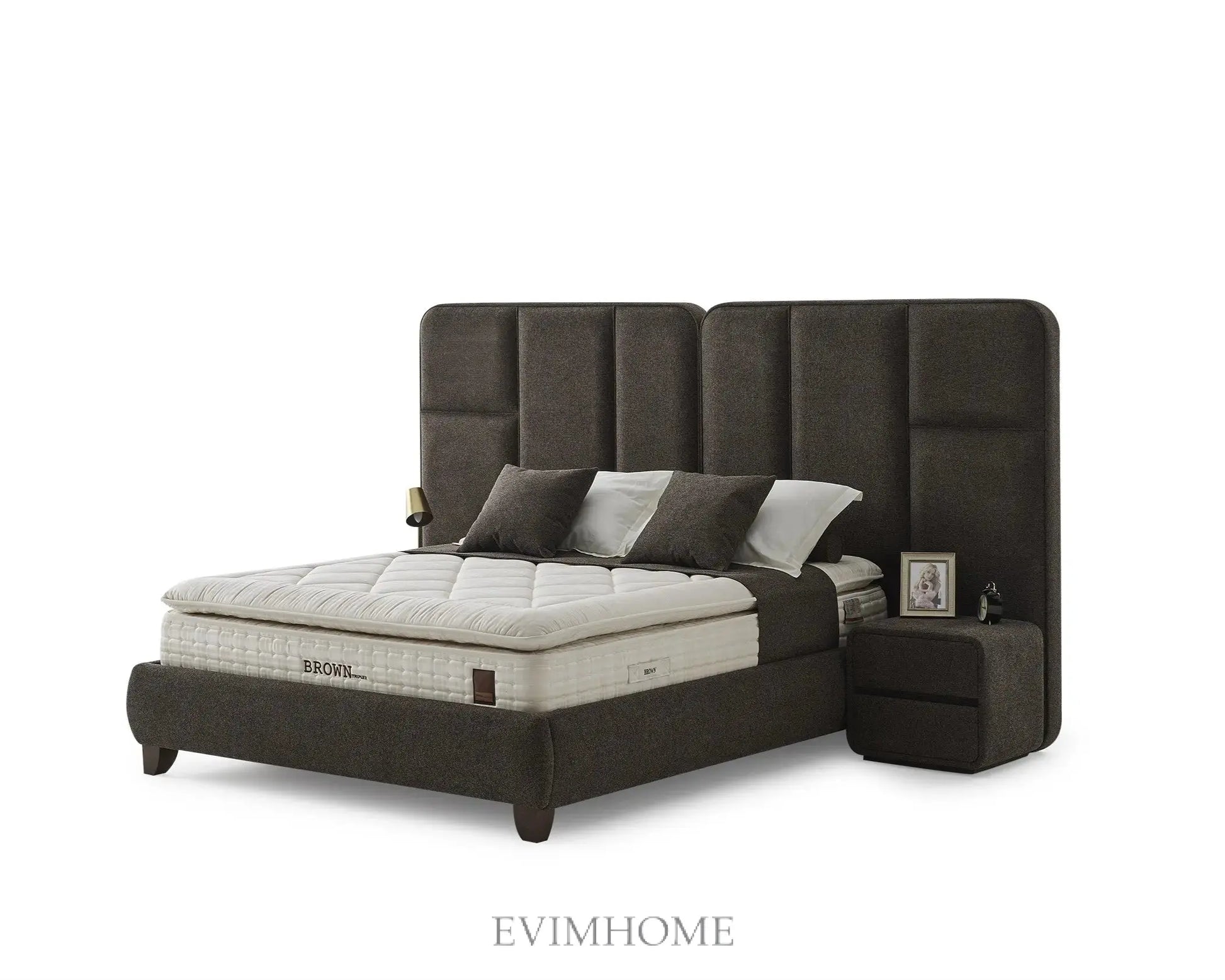 Brown Dublin Boxspringbett Set: 5-Zonen-Taschenfederkern, Mikro-Federkern & Doppelkern-Technologie für Optimalen Schlafkomfort – Kühlend, Ergonomisch & Wirbelsäulenunterstützend Schlafsinn