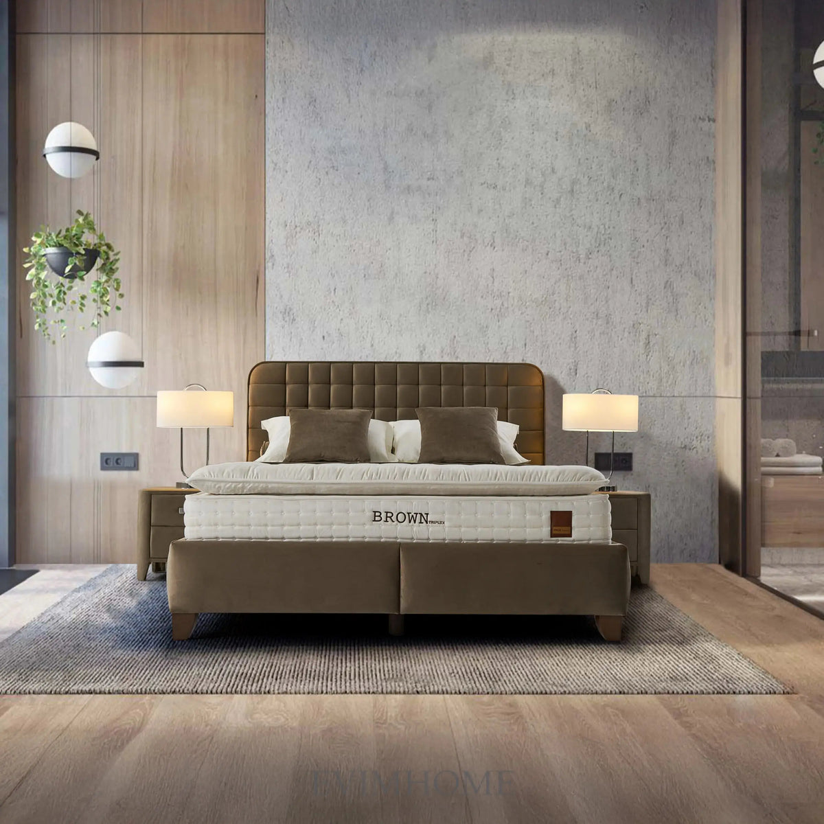 Box Spring Brown Brown Letto Boxspring Bed Set: 5-zone spring core, micro spring core ...