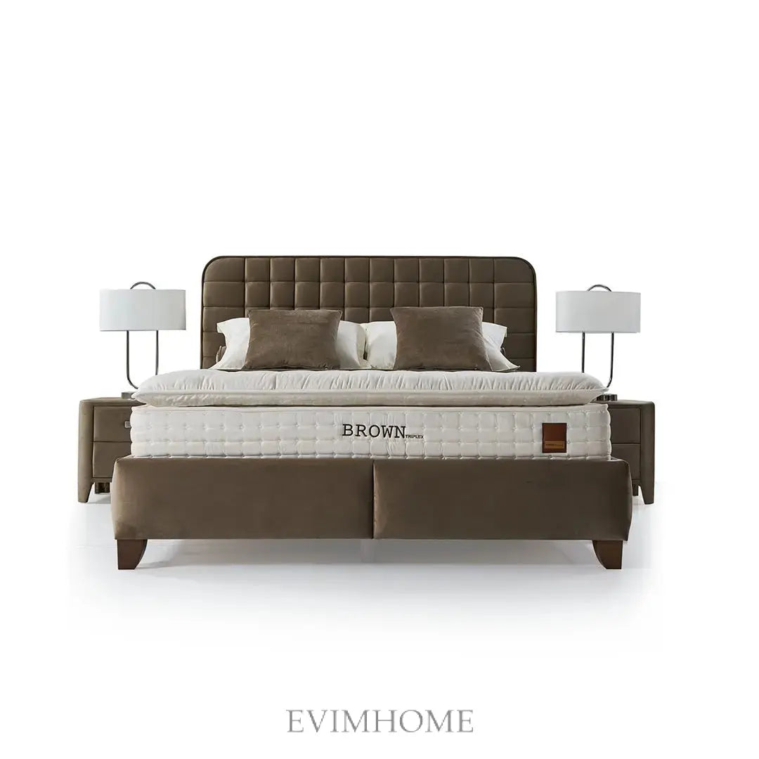 Brown Letto Boxspringbett Set: 5-Zonen-Federkern, Mikro-Federkern & Triplex-Technologie für Optimale Wirbelsäulenunterstützung – Kühlend, Erholsam & Komfortabel Schlafsinn