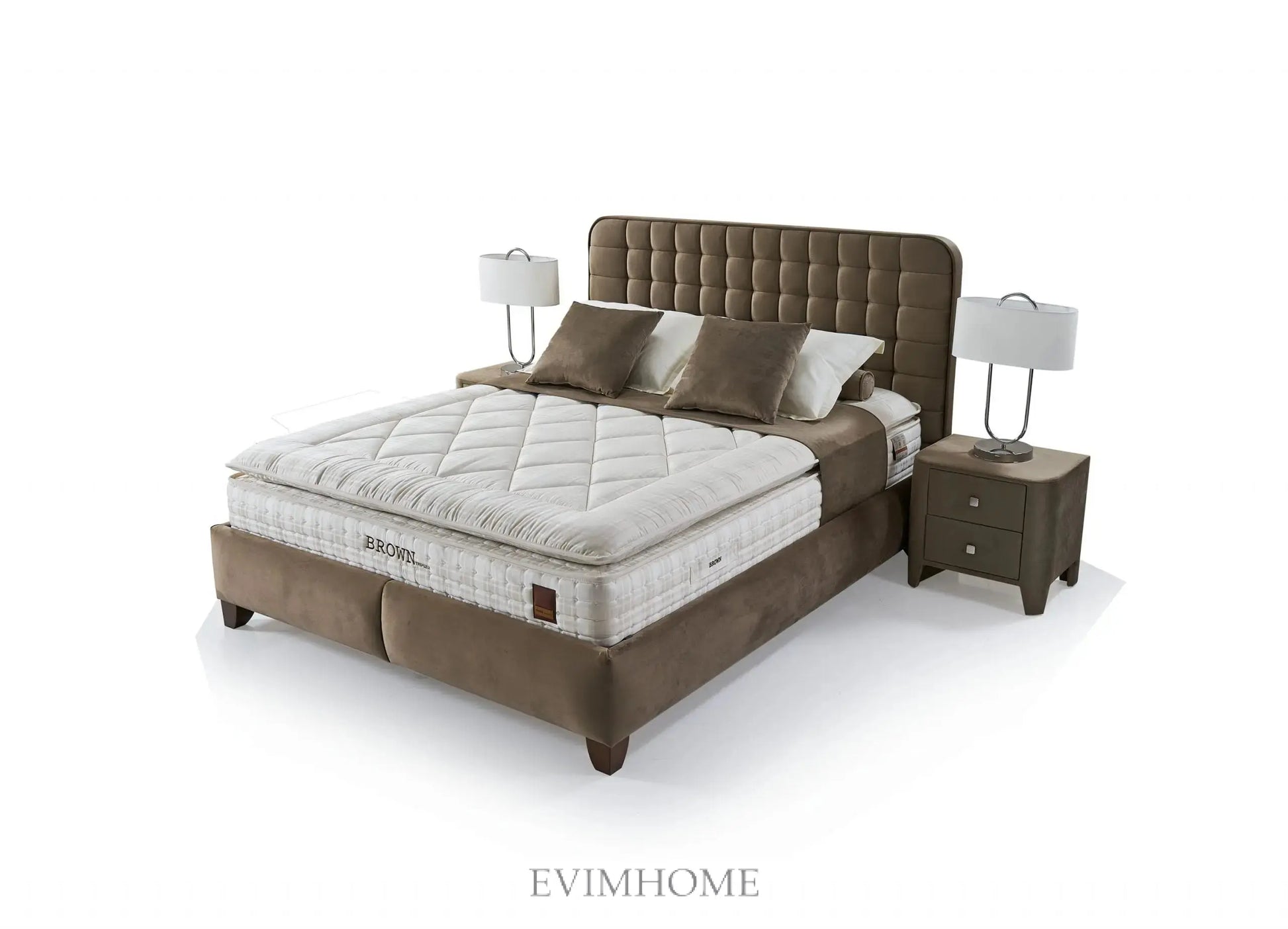 Brown Letto Boxspringbett Set: 5-Zonen-Federkern, Mikro-Federkern & Triplex-Technologie für Optimale Wirbelsäulenunterstützung – Kühlend, Erholsam & Komfortabel Schlafsinn