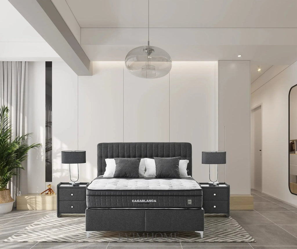 Casablanca Punto Boxspringbett Set: 5-Zonen-Federkern, Doppelkern-Technologie & Atmungsaktives Gewebe für Gesunden Schlaf – Elegantes Design und Optimaler Komfort Schlafsinn