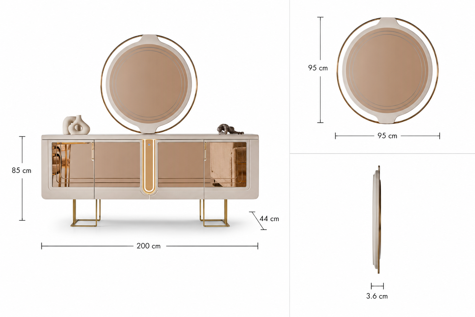 Monza Sideboard mit Spiegel