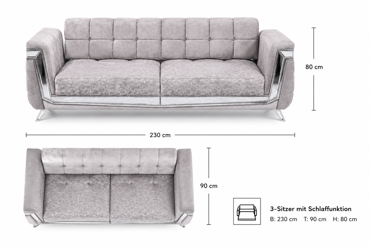 Milano Silber Sofa-Set