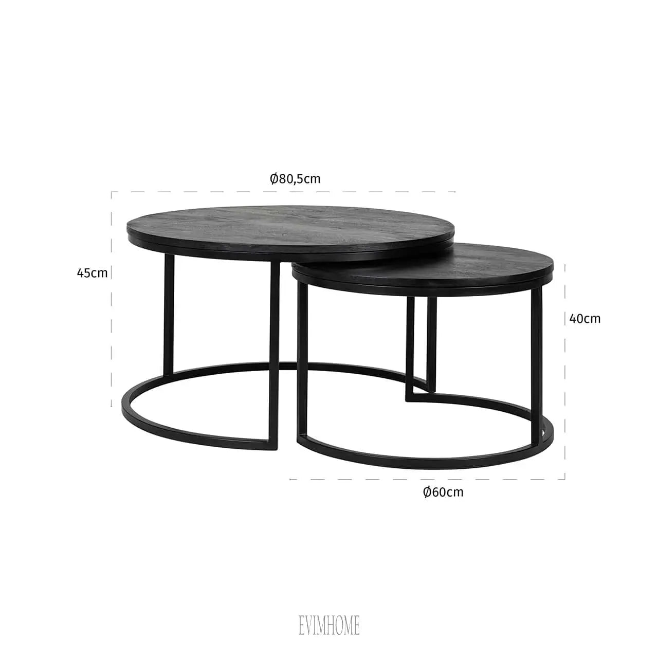 Couchtisch Catana 2er Set (Schwarz) Evimhome