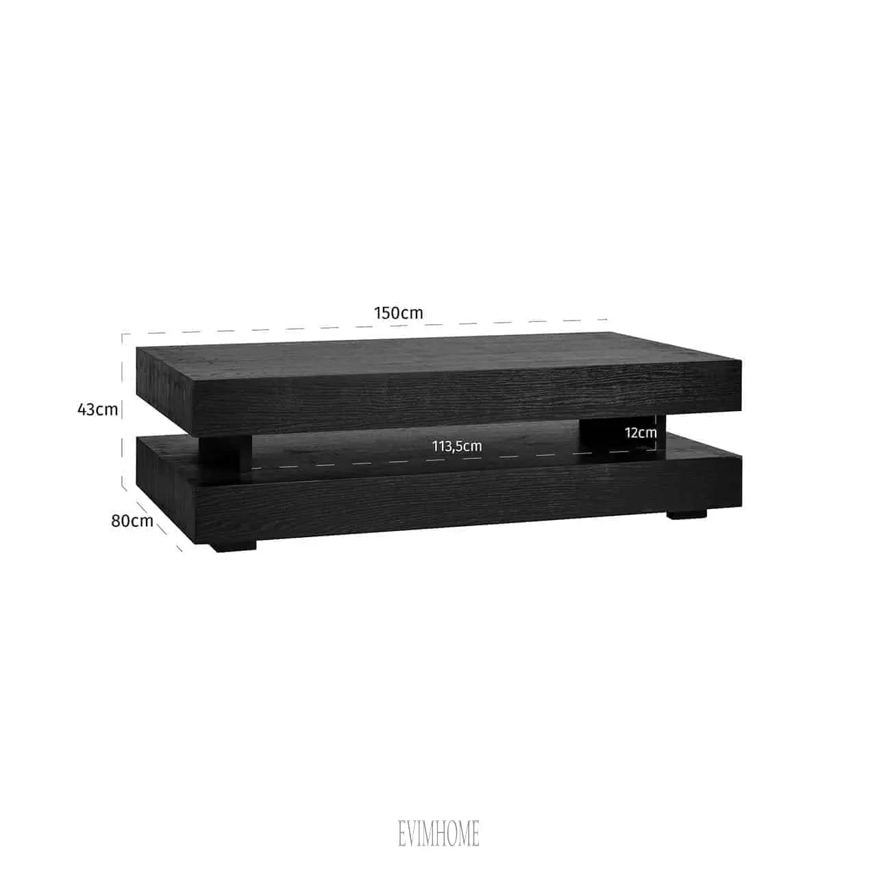 Couchtisch Oakura Blok H (Schwarz) Evimhome