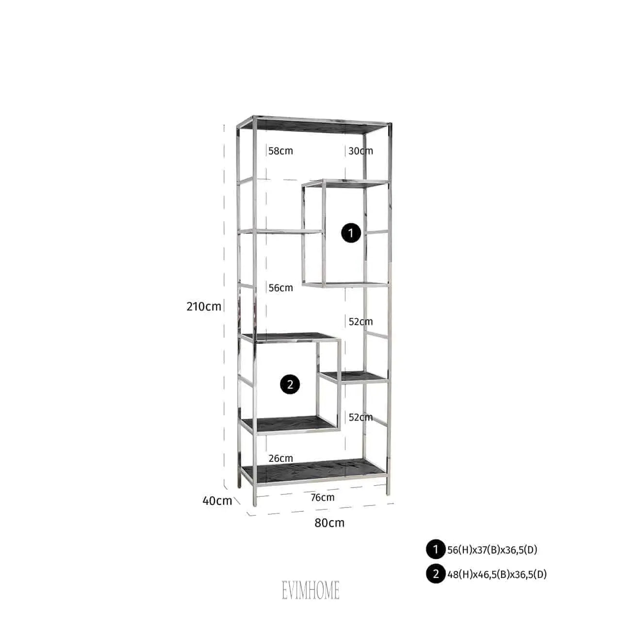 Displayeinheit Blackbone silber (Schwarz rustikal) Evimhome