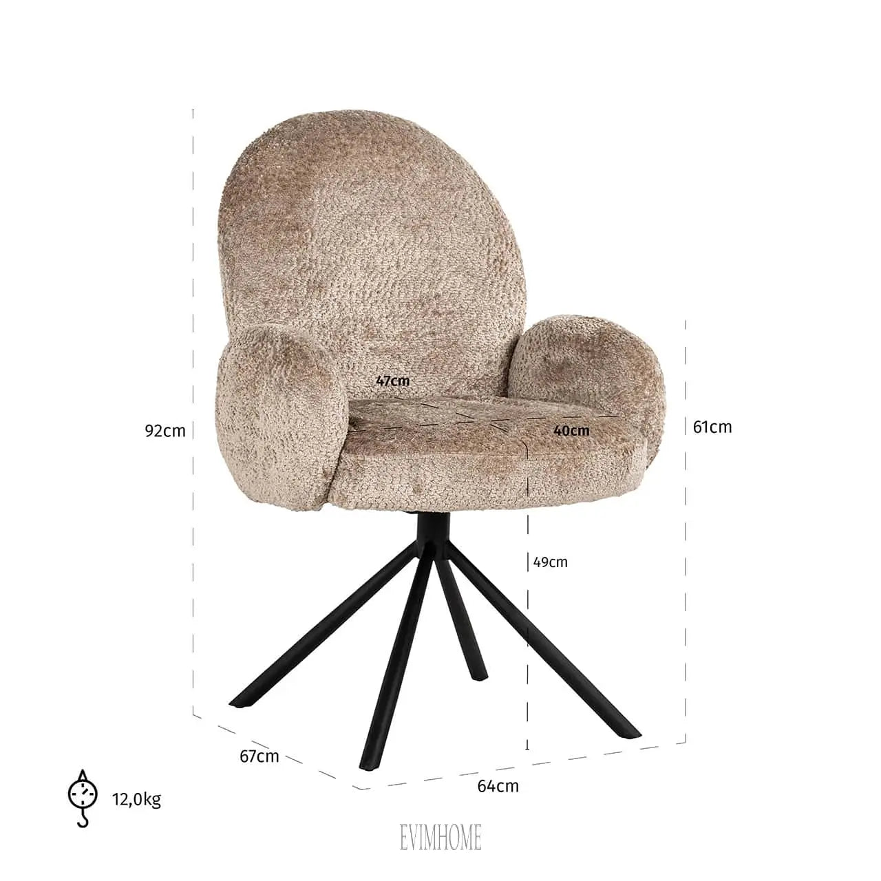 Drehstuhl Jolie (Schaf 01 Natur) Evimhome