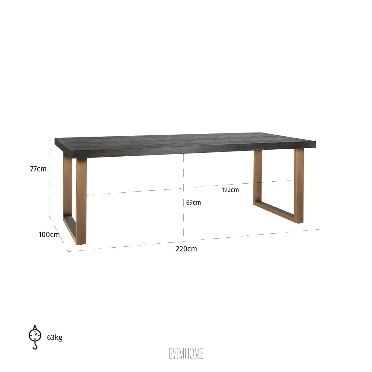 Esstisch Blackbone Messing 220 (Schwarz rustikal) Evimhome