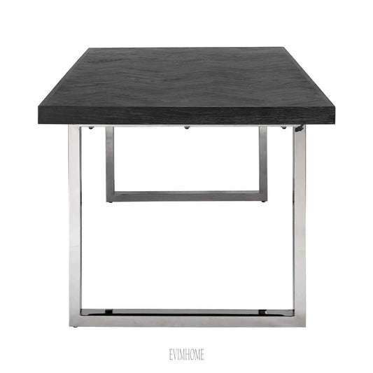 Esstisch Blackbone Silber 220 (Schwarz rustikal) Evimhome