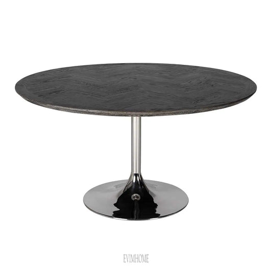 Esstisch Blackbone silber 140Ã˜ (Schwarz rustikal) Evimhome