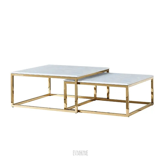 GENUA COUCHTISCH GOLD | 90X90X42 CM MARMOR 928 2-TLG Evimhome