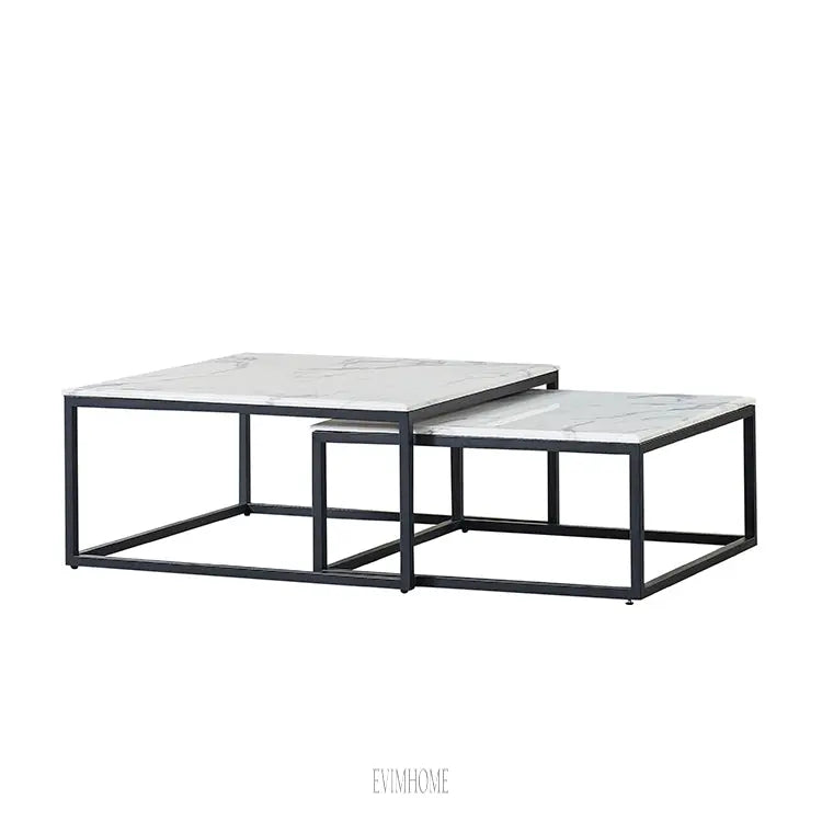 GENUA COUCHTISCH MATT SCHWARZ | 90X90X42 CM MARMOR 757 2-TLG Evimhome