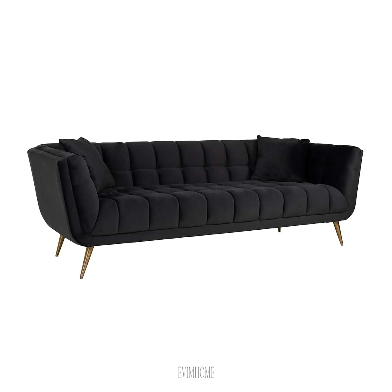 Sofa Huxley Antraciet Samt / Gebürstetes Gold (Quartz Antraciet 801) Evimhome