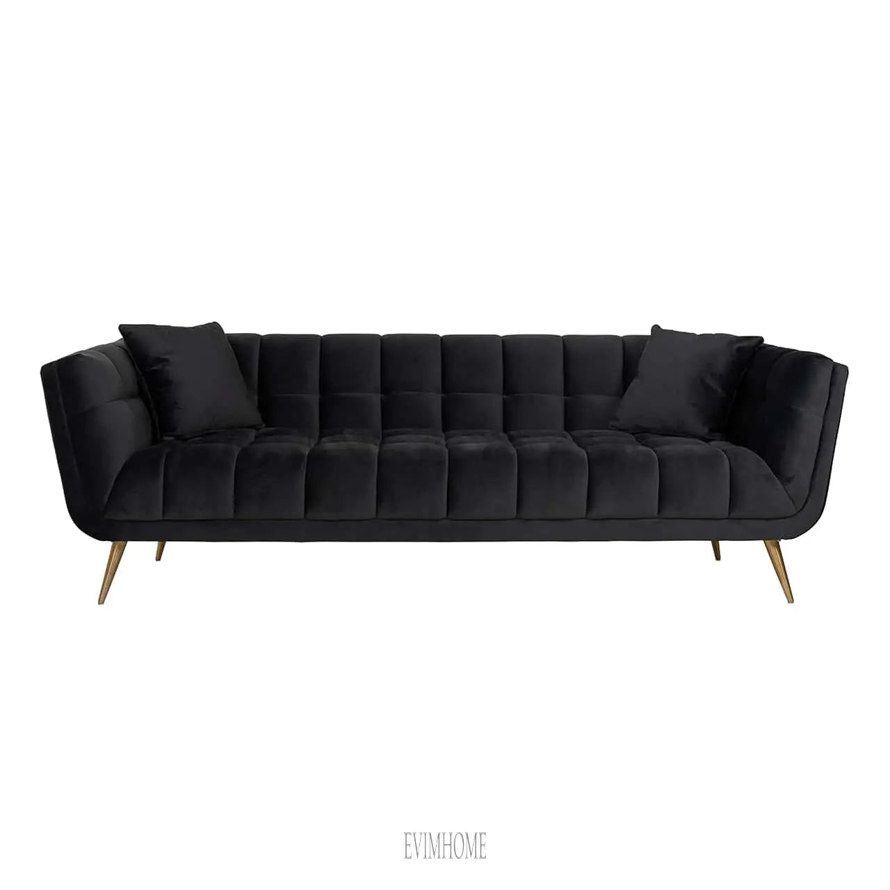 Sofa Huxley Antraciet Samt / Gebürstetes Gold (Quartz Antraciet 801) Evimhome