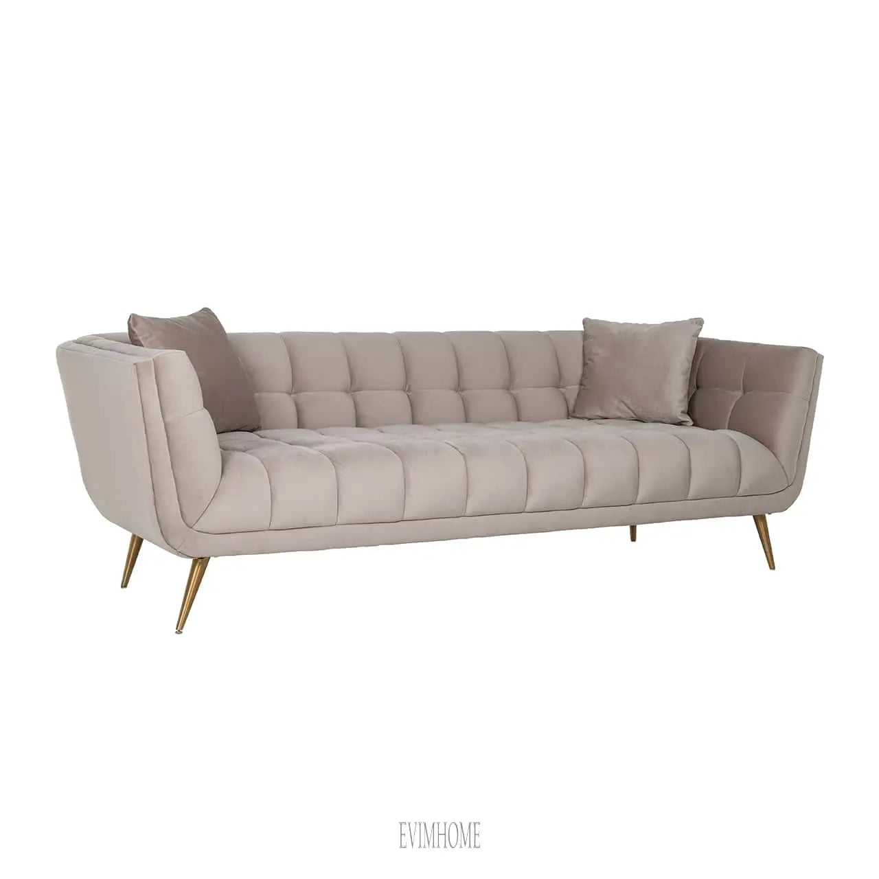 Sofa Huxley Khaki Samt / Gebürstetes Gold (Quartz Khaki 903) Evimhome