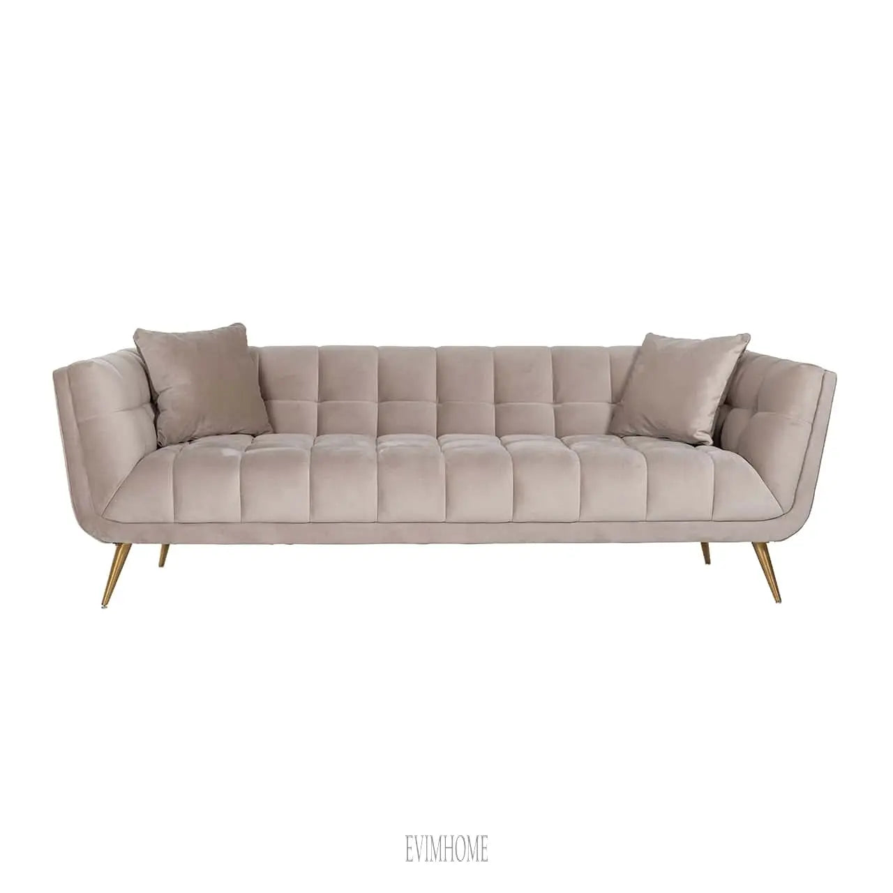 Sofa Huxley Khaki Samt / Gebürstetes Gold (Quartz Khaki 903) Evimhome