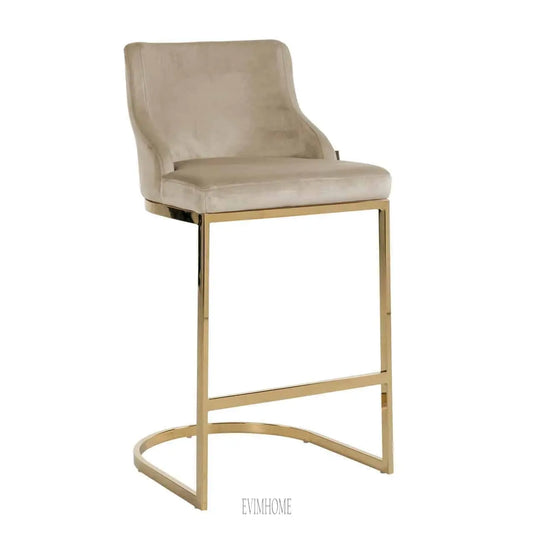 Barhocker Bolton Khaki Samt / Gold feuerhemmend (Quartz Khaki 903) Evimhome