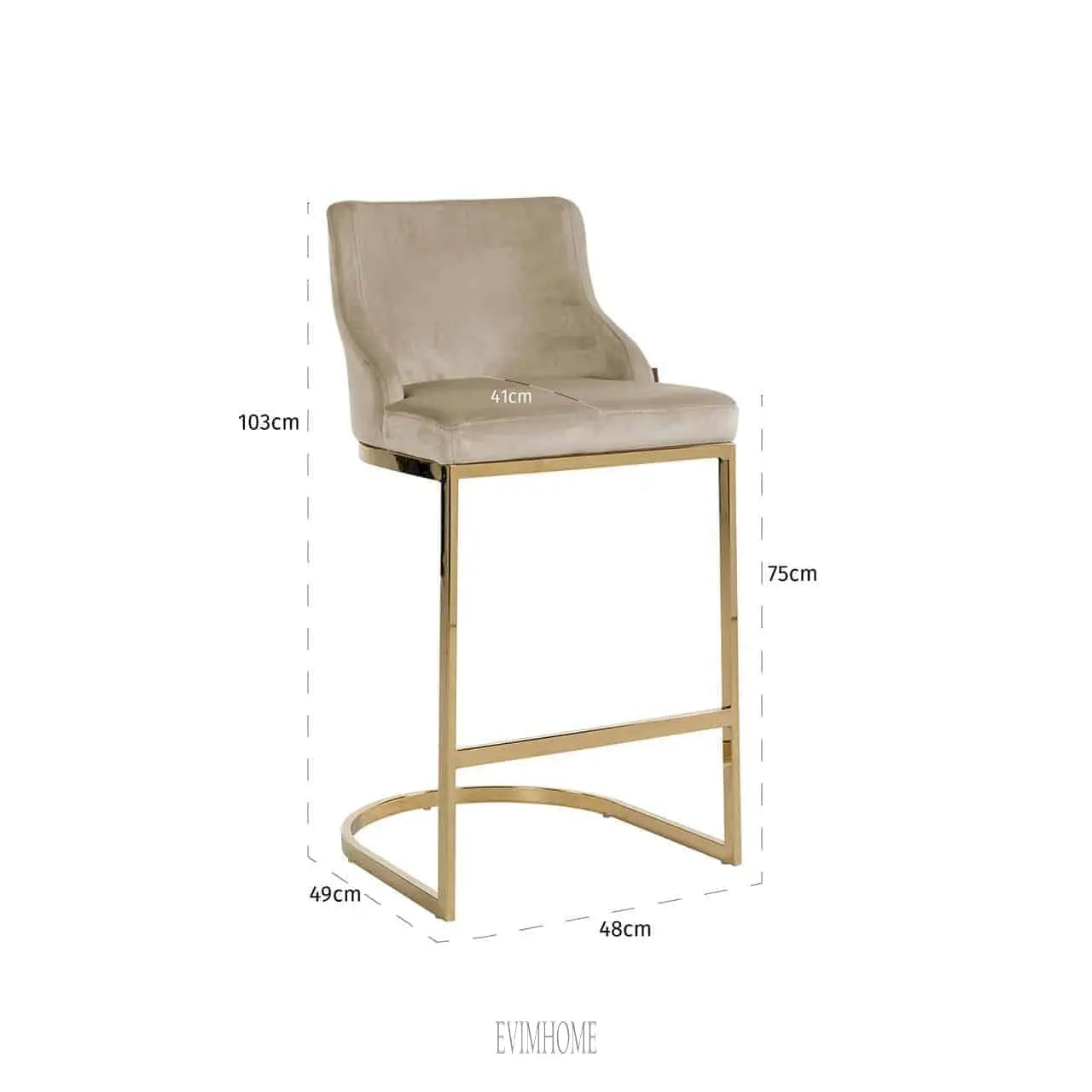 Barhocker Bolton Khaki Samt / Gold feuerhemmend (Quartz Khaki 903) Evimhome