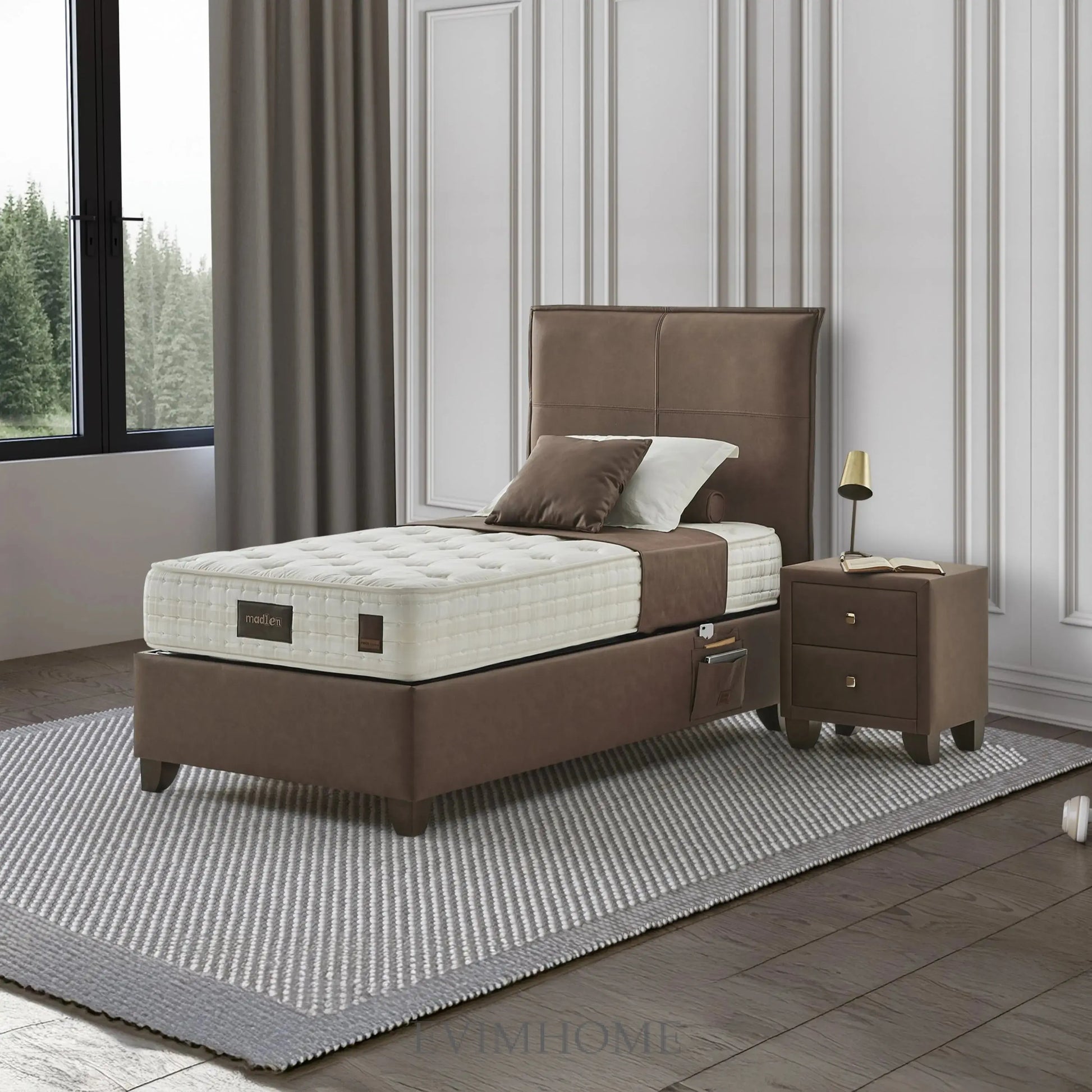 Madlen Odine Boxspringbett Set inkl. Matratze – 5-Zonen-Taschenfederkern, Viscon-Stoff & Kußtief-Schaum für Ergonomische Unterstützung und Ruhigen Schlaf Schlafsinn