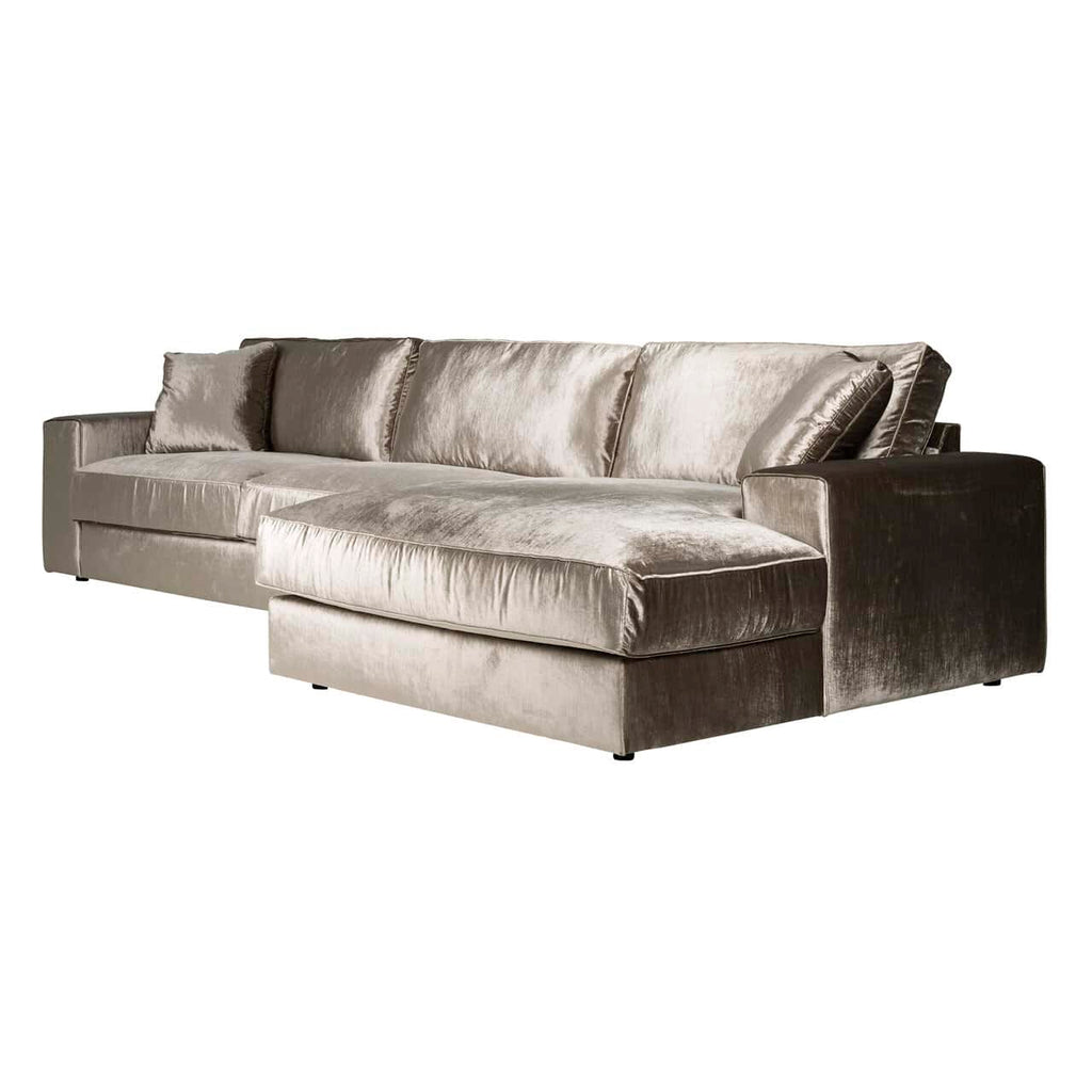 Sofa Santos 2,5-Sitzer + Lounge rechts Smaragdleber (Emerald 105 Liver) Evimhome