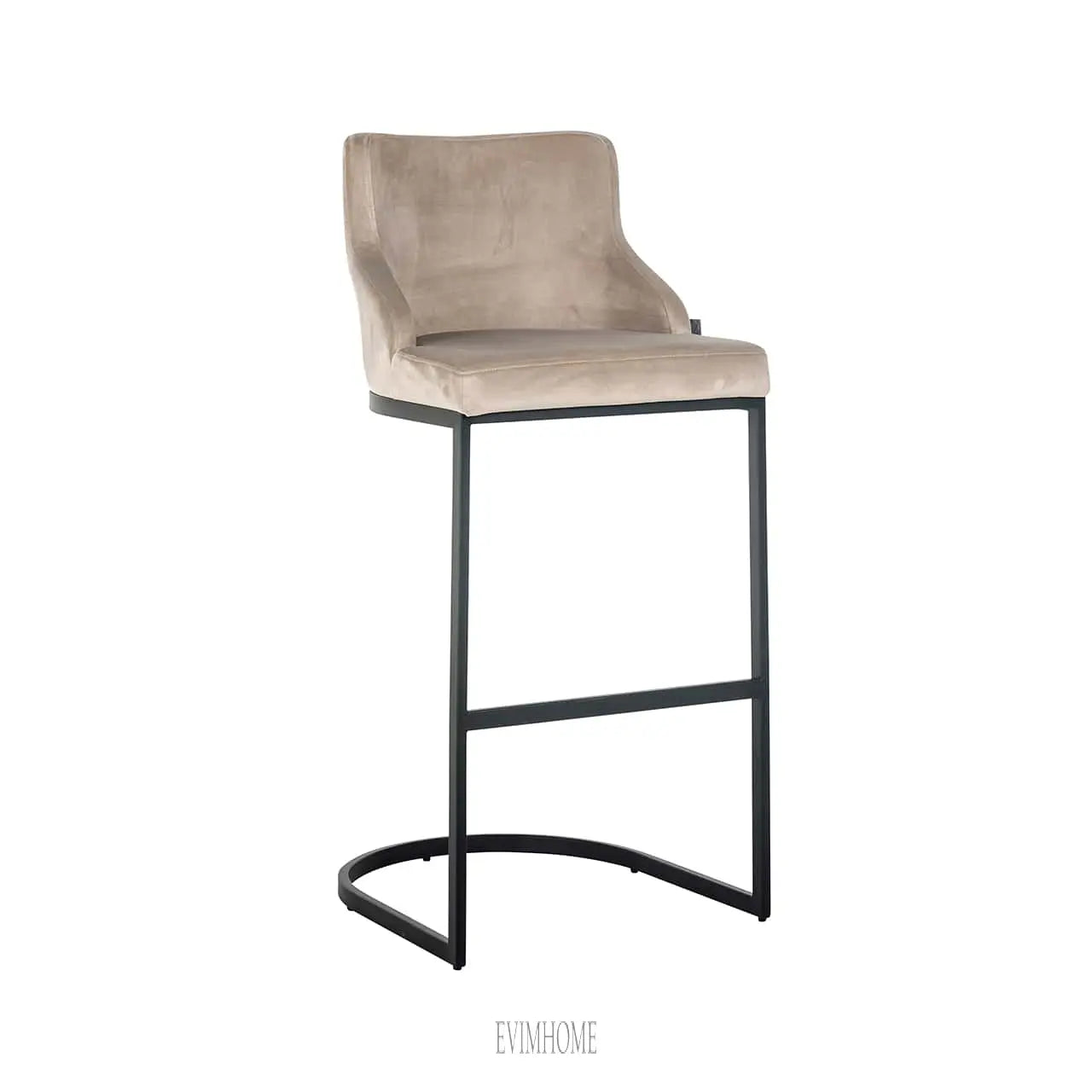 Barhocker Bolton Khaki Samt / Schwarz feuerhemmend (FR-Quartz 903 Khaki) Evimhome