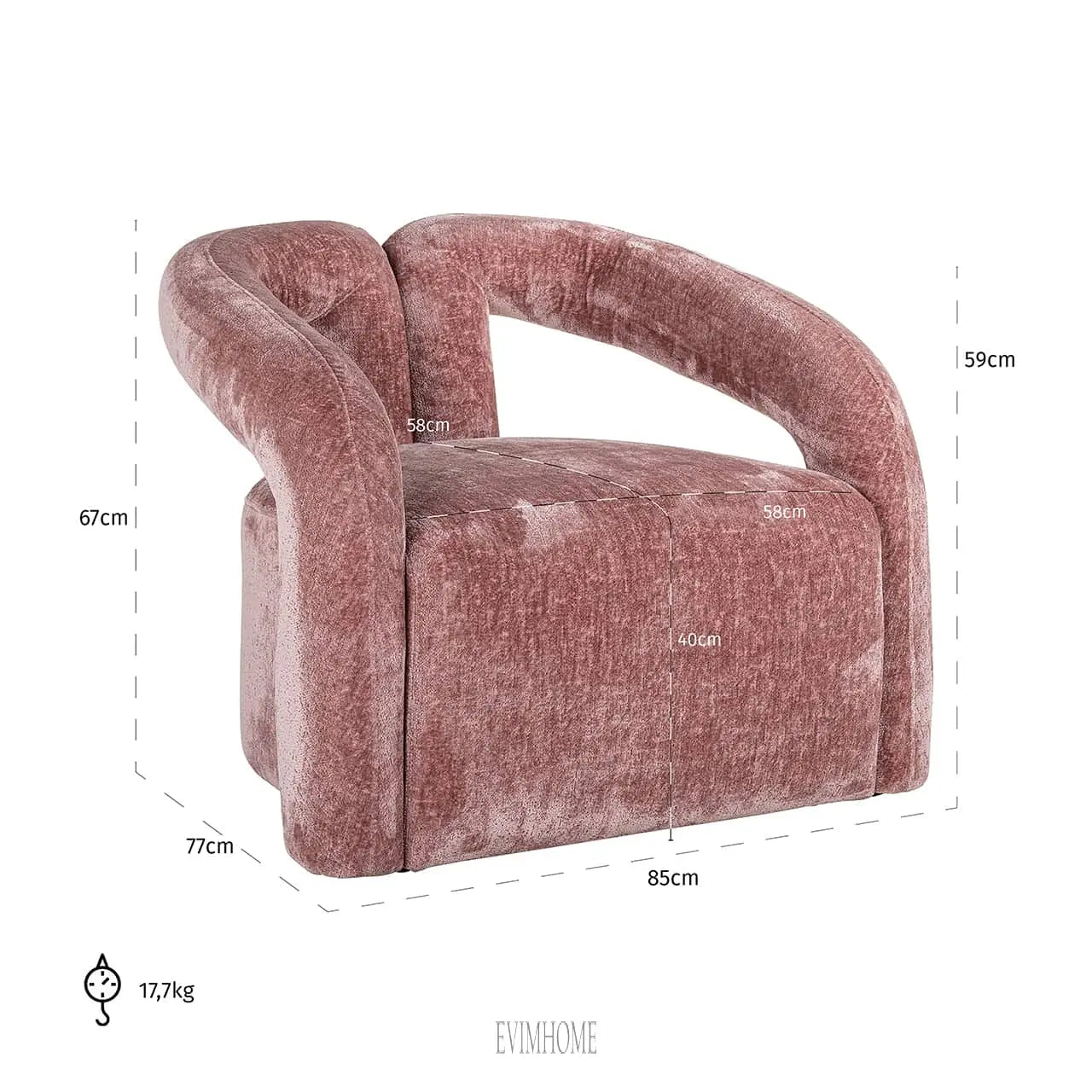 Sessel Dana rosa Chenille (Bergen 705 rosa Chenille) Evimhome