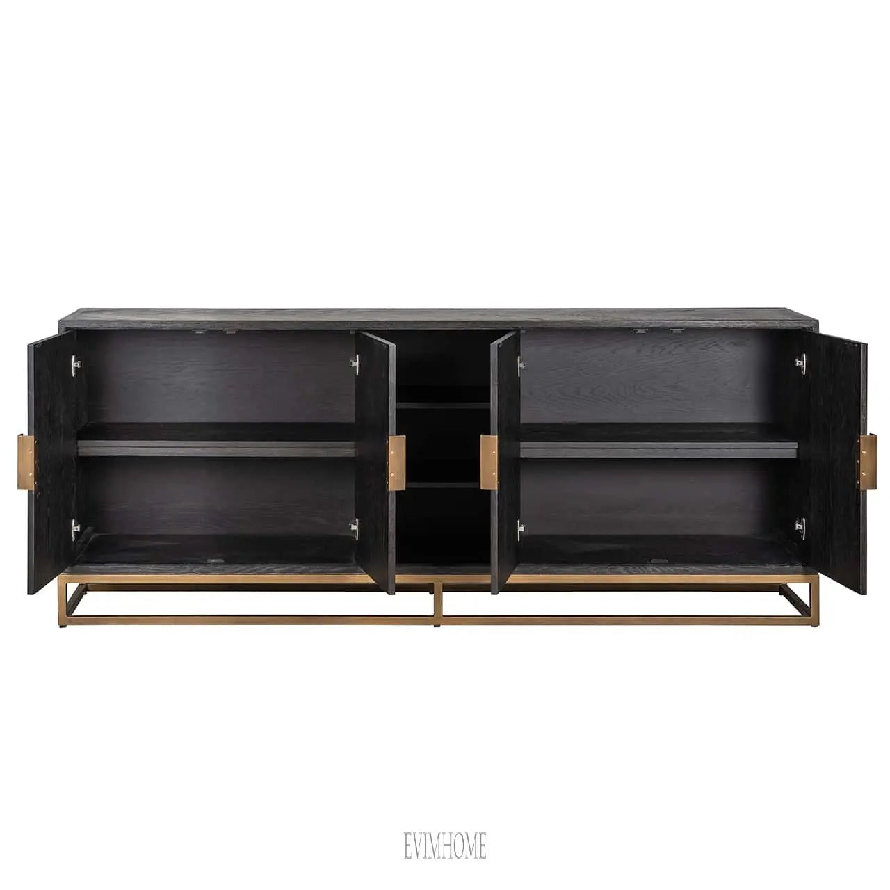 Sideboard Blackbone Messing 4-türig (Schwarz rustikal) Evimhome