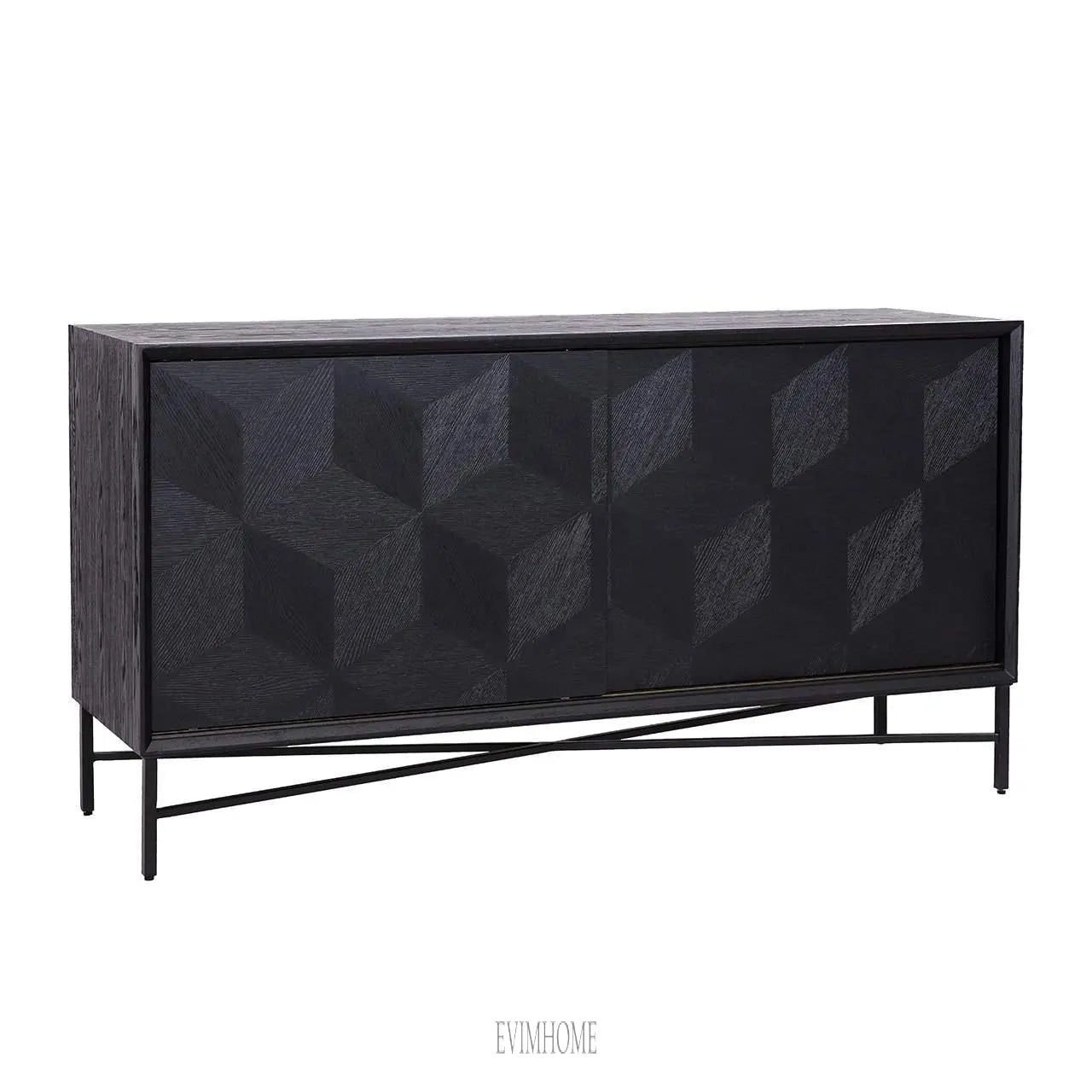 Sideboard Blax 2-Schiebetüren (Schwarz) Evimhome