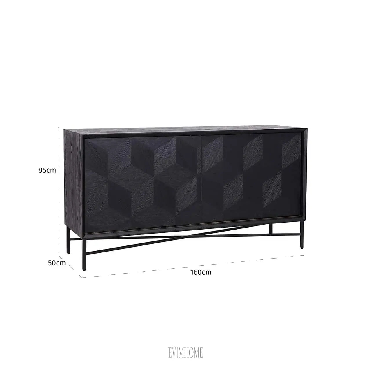 Sideboard Blax 2-Schiebetüren (Schwarz) Evimhome