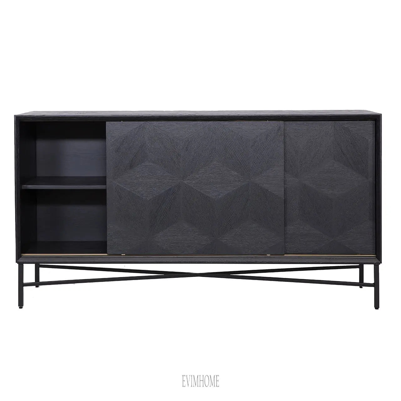 Sideboard Blax 2-Schiebetüren (Schwarz) Evimhome