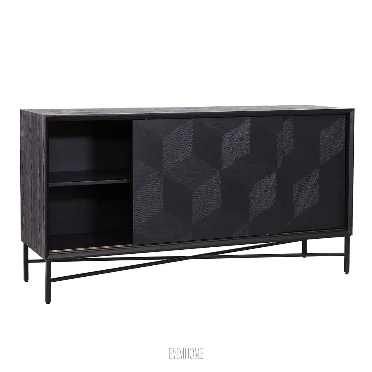 Sideboard Blax 2-Schiebetüren (Schwarz) Evimhome